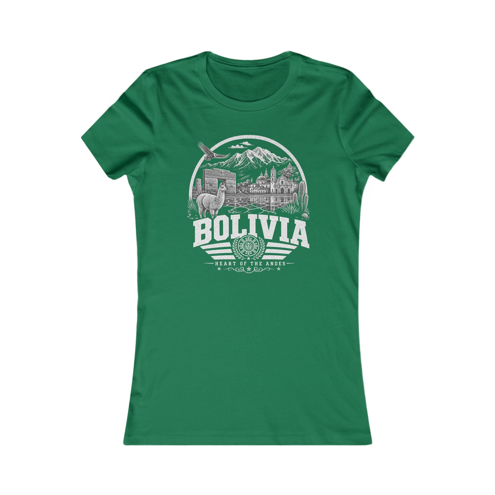 Bolivia vintage landmarks women's tee — iconic landmark design | Nameshi Destinations (view 2)