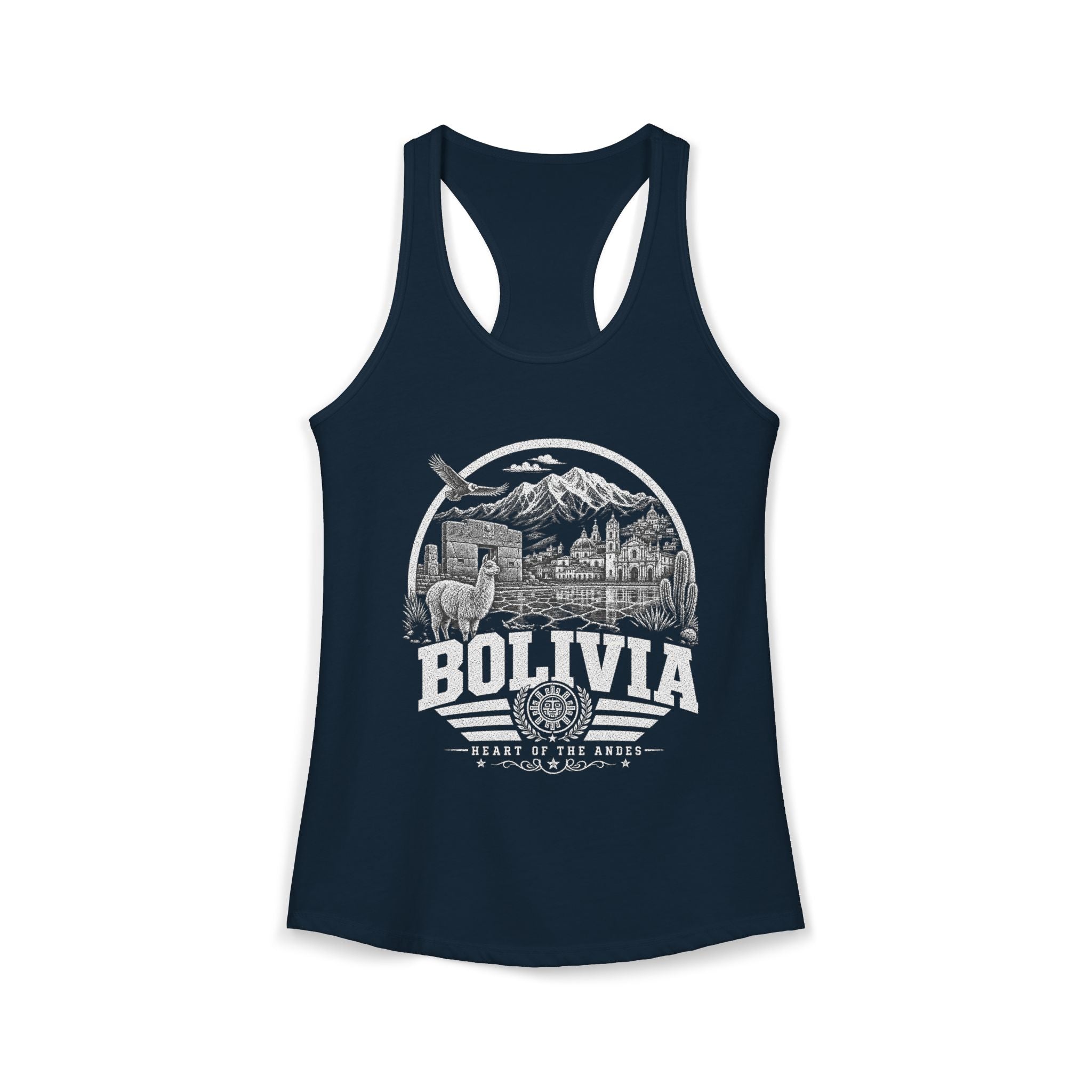 Bolivia vintage landmarks tank top — iconic landmark design | Nameshi Destinations (view 10)