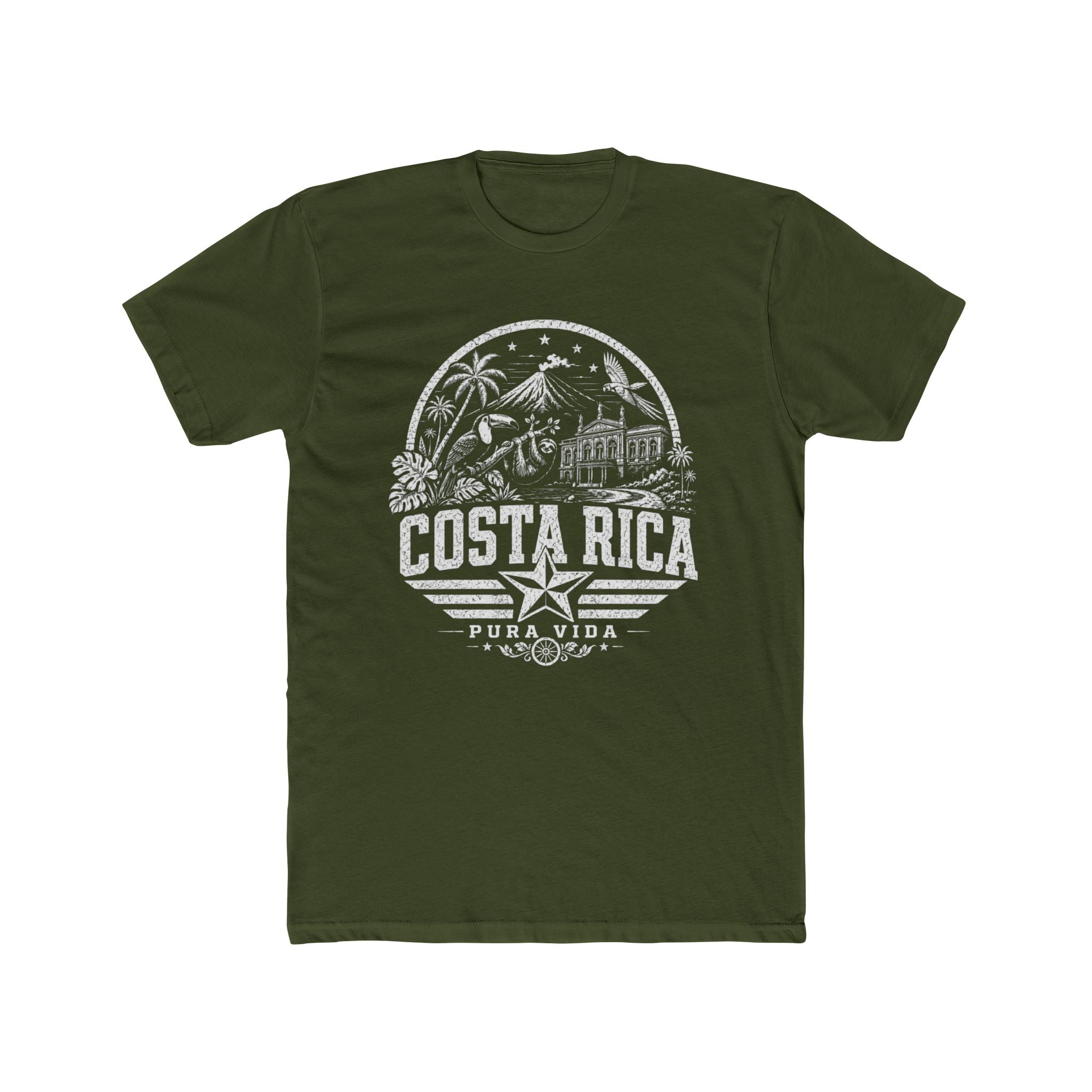 Costa Rica vintage landmarks men's tee — iconic landmark design | Nameshi Destinations (view 4)