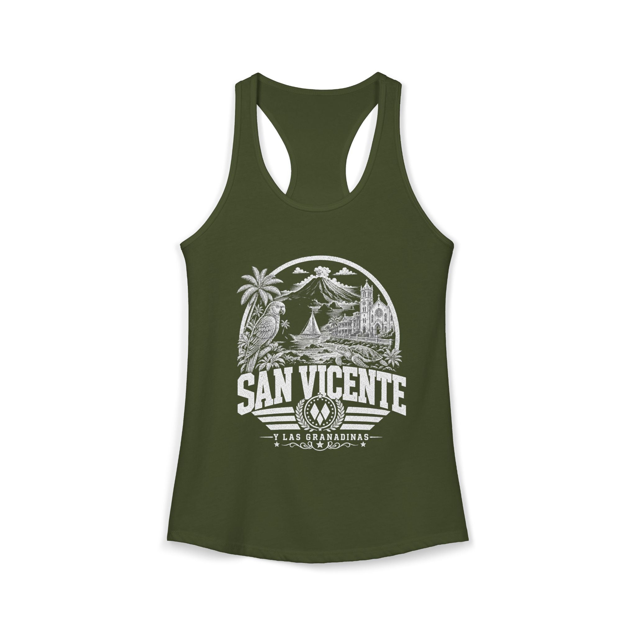 San Vicente vintage landmarks tank top — iconic landmark design | Nameshi Destinations (view 5)