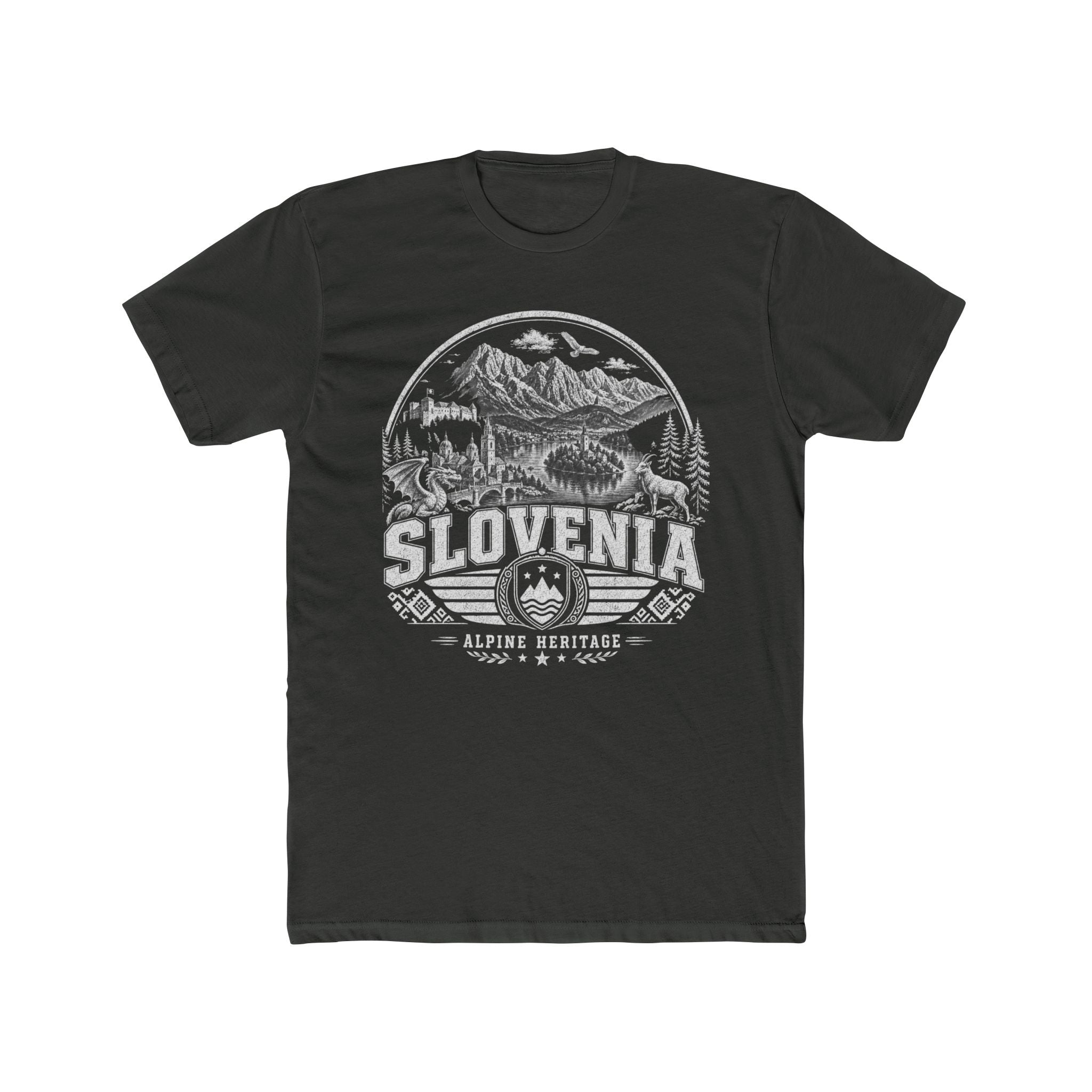 Slovenia vintage landmarks men's tee — iconic landmark design | Nameshi Destinations (view 5)