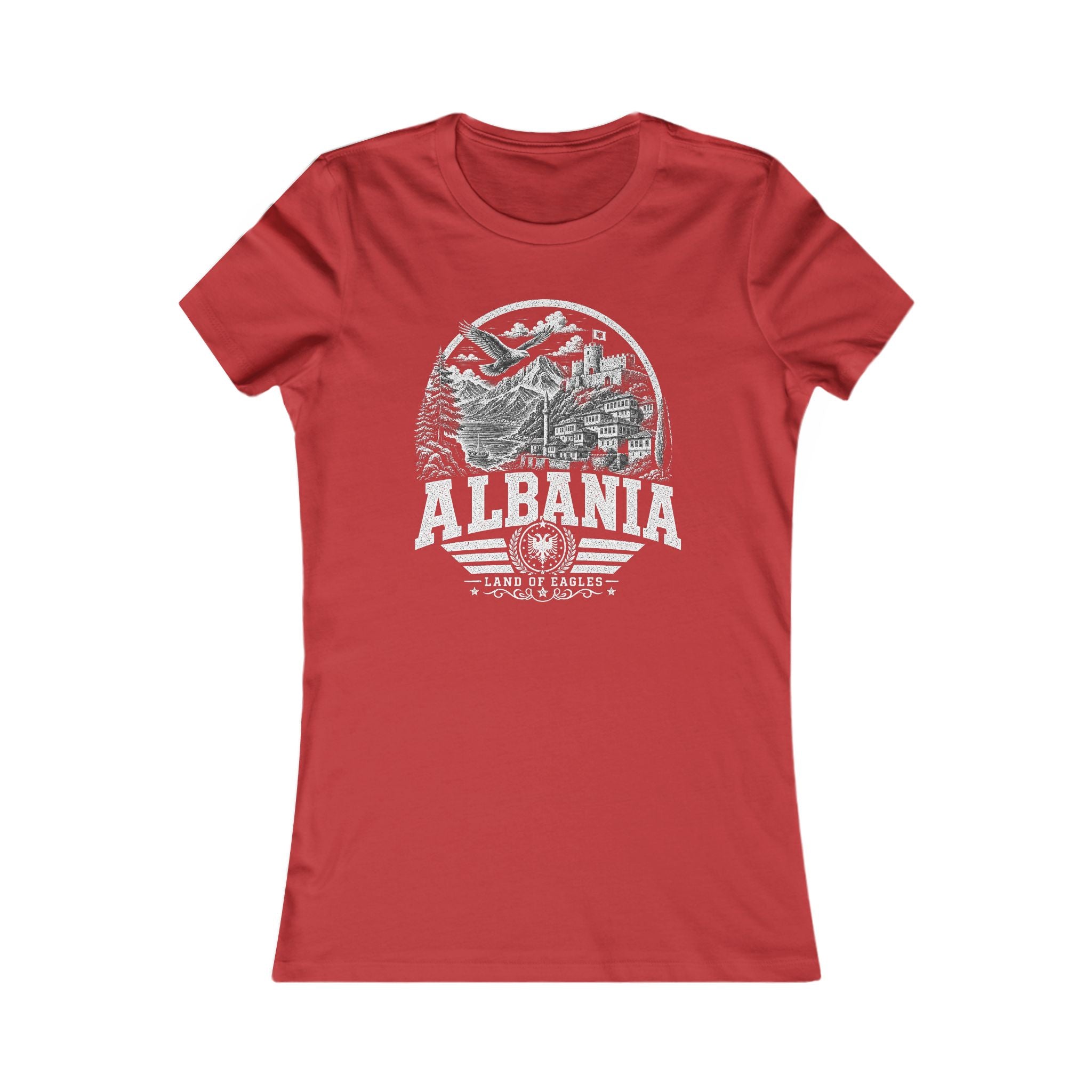 Albania vintage landmarks women's tee — iconic landmark design | Nameshi Destinations (view 9)