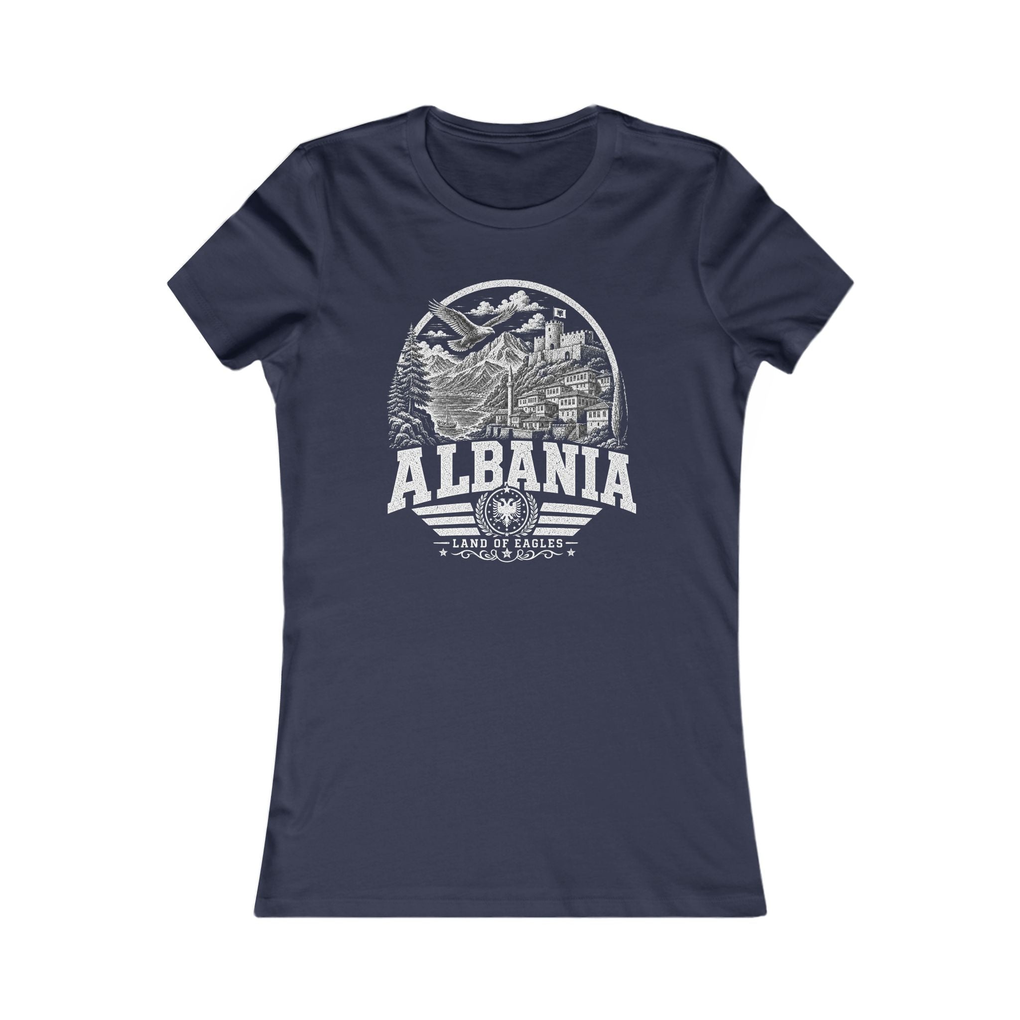 Albania vintage landmarks women's tee — iconic landmark design | Nameshi Destinations (view 5)