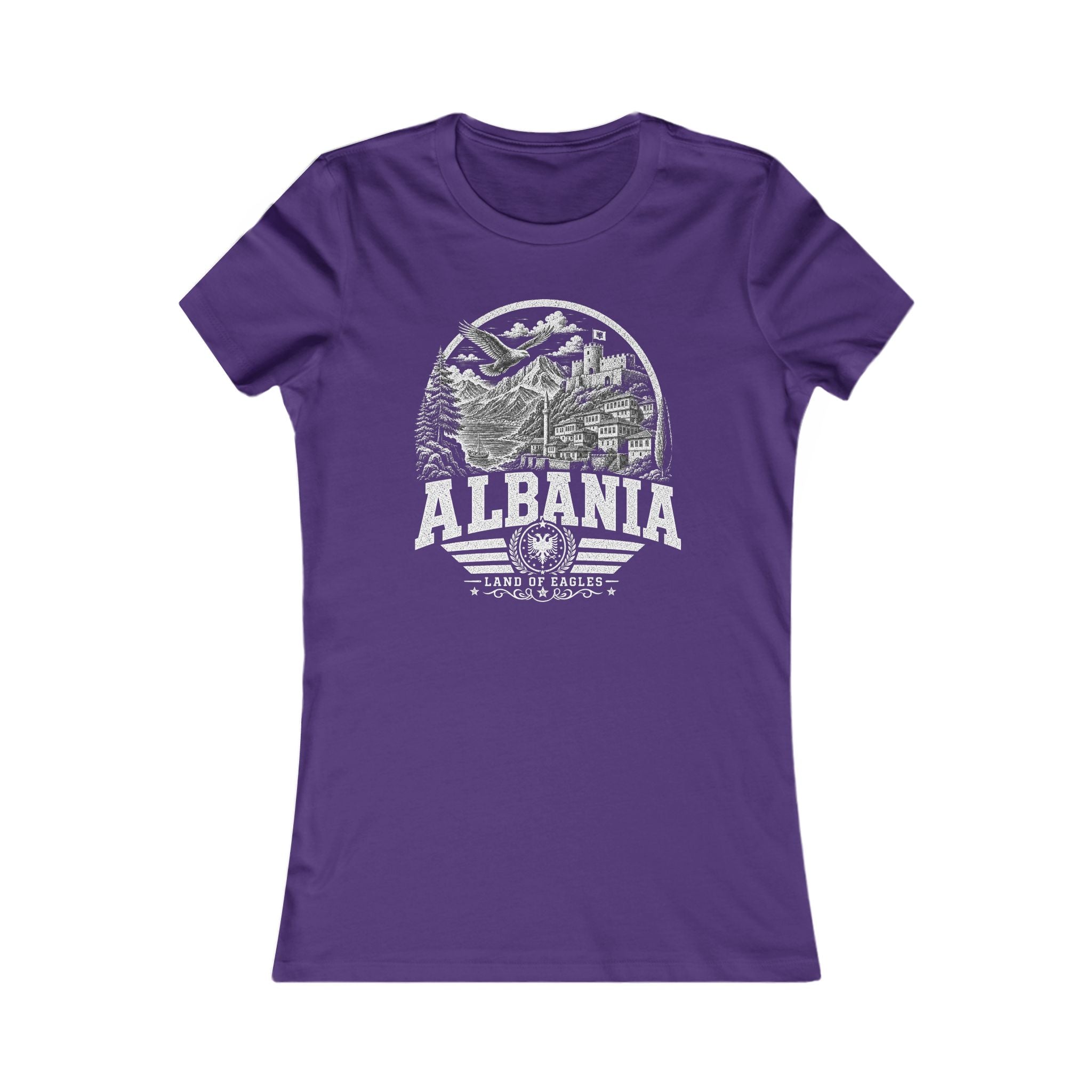Albania vintage landmarks women's tee — iconic landmark design | Nameshi Destinations (view 6)