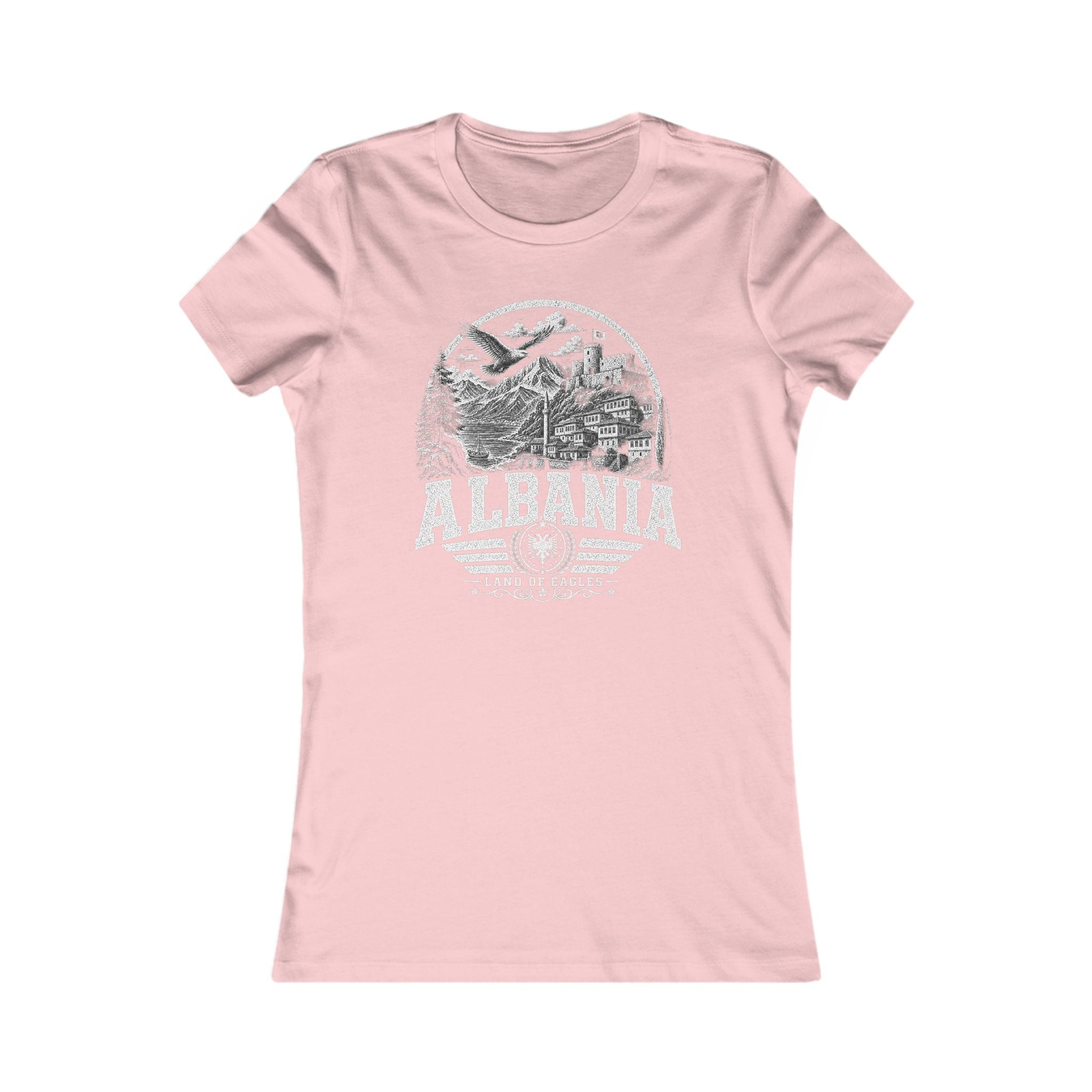 Albania vintage landmarks women's tee — iconic landmark design | Nameshi Destinations (view 7)