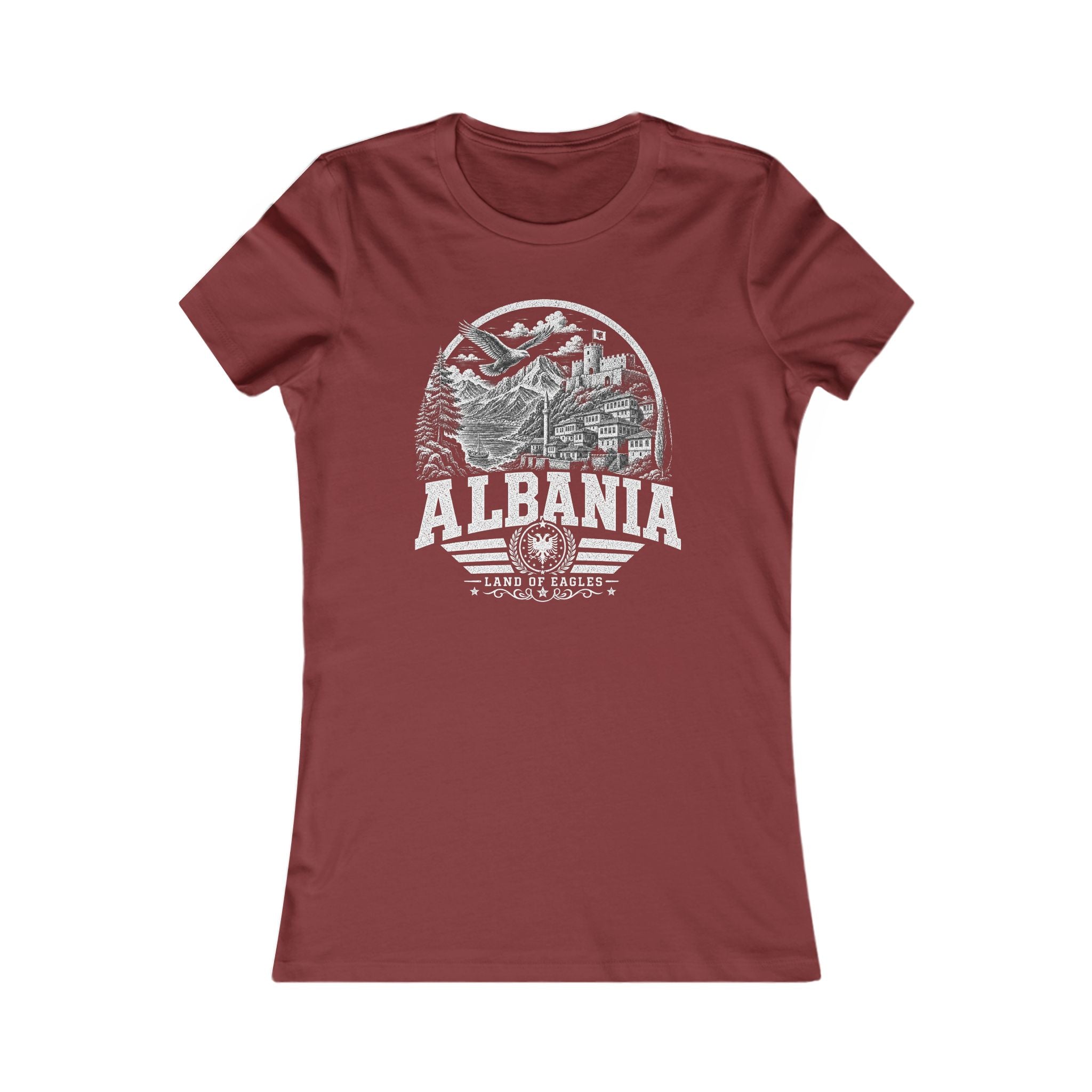 Albania vintage landmarks women's tee — iconic landmark design | Nameshi Destinations (view 15)