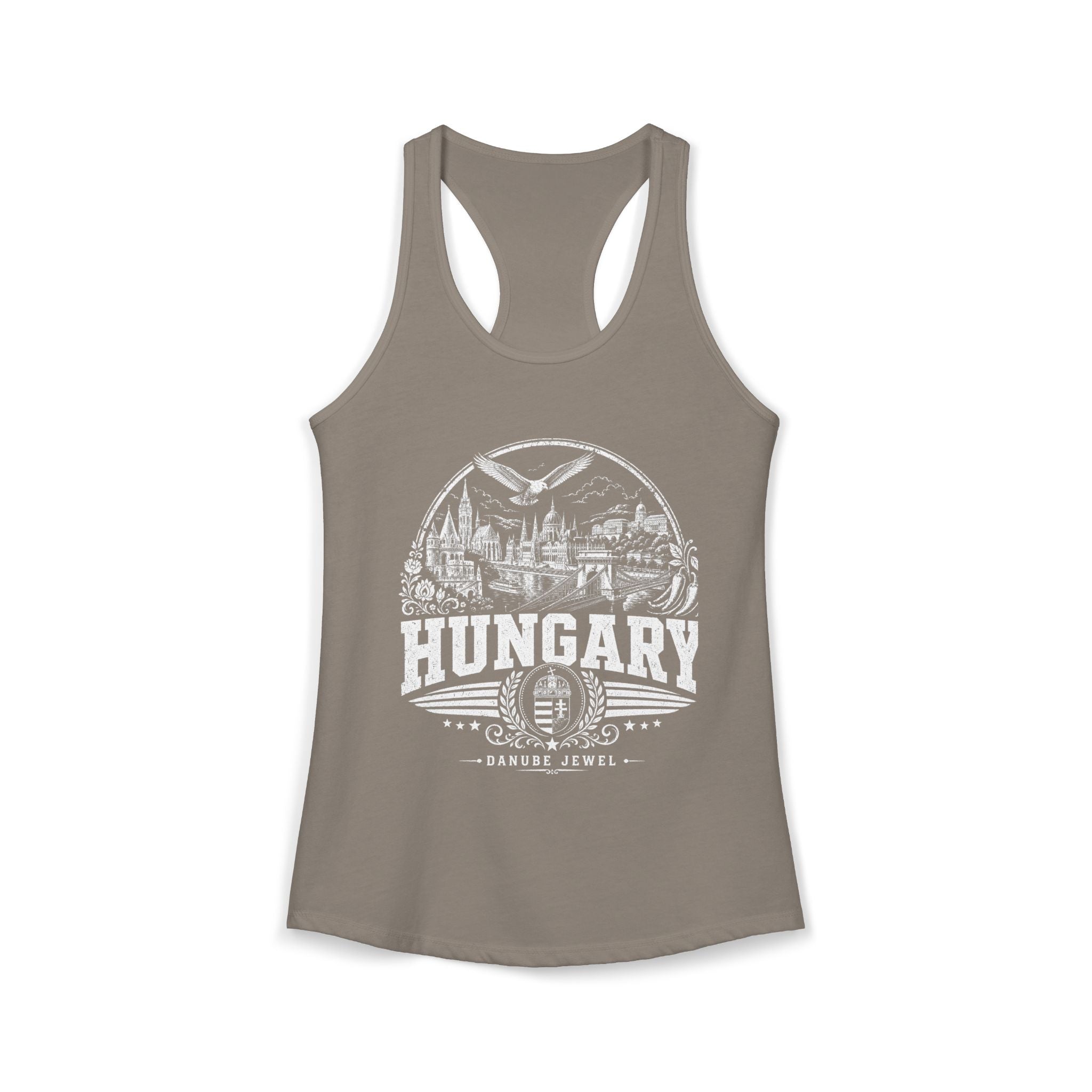 Hungary vintage landmarks tank top — iconic landmark design | Nameshi Destinations (view 4)
