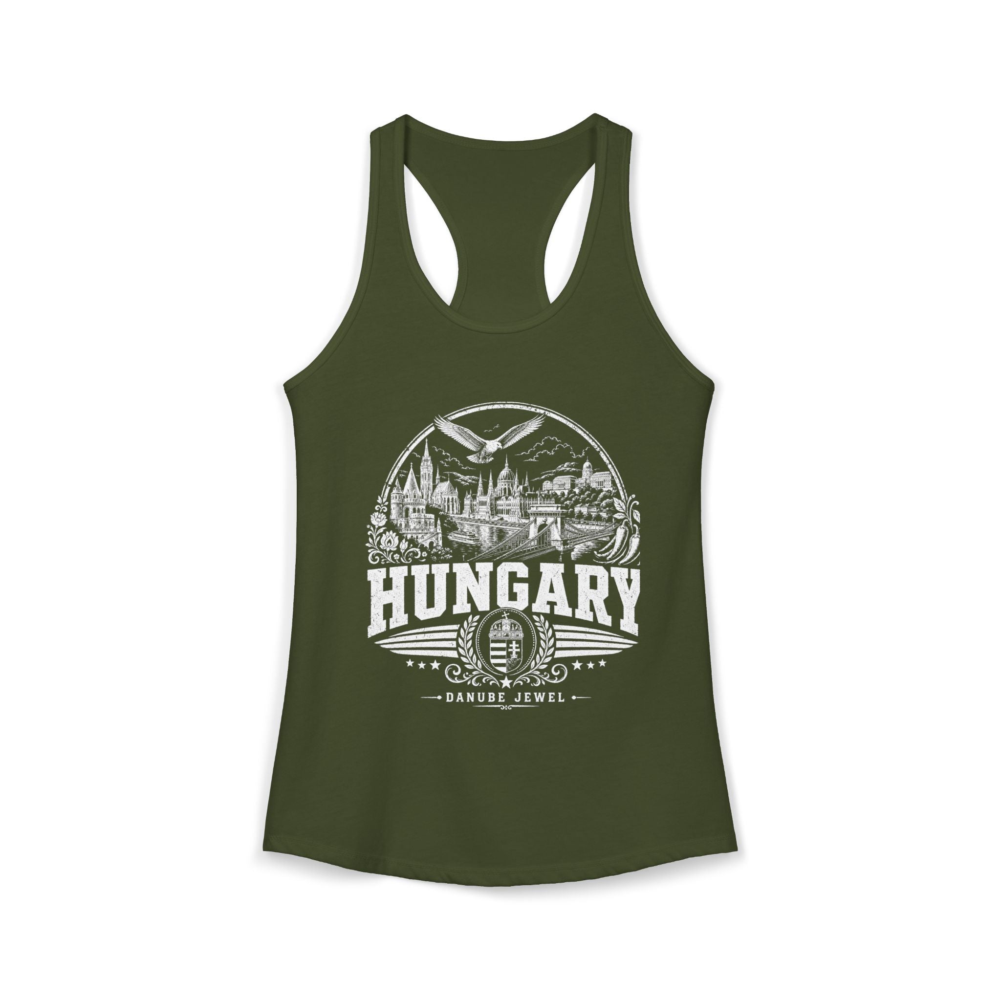 Hungary vintage landmarks tank top — iconic landmark design | Nameshi Destinations (view 5)