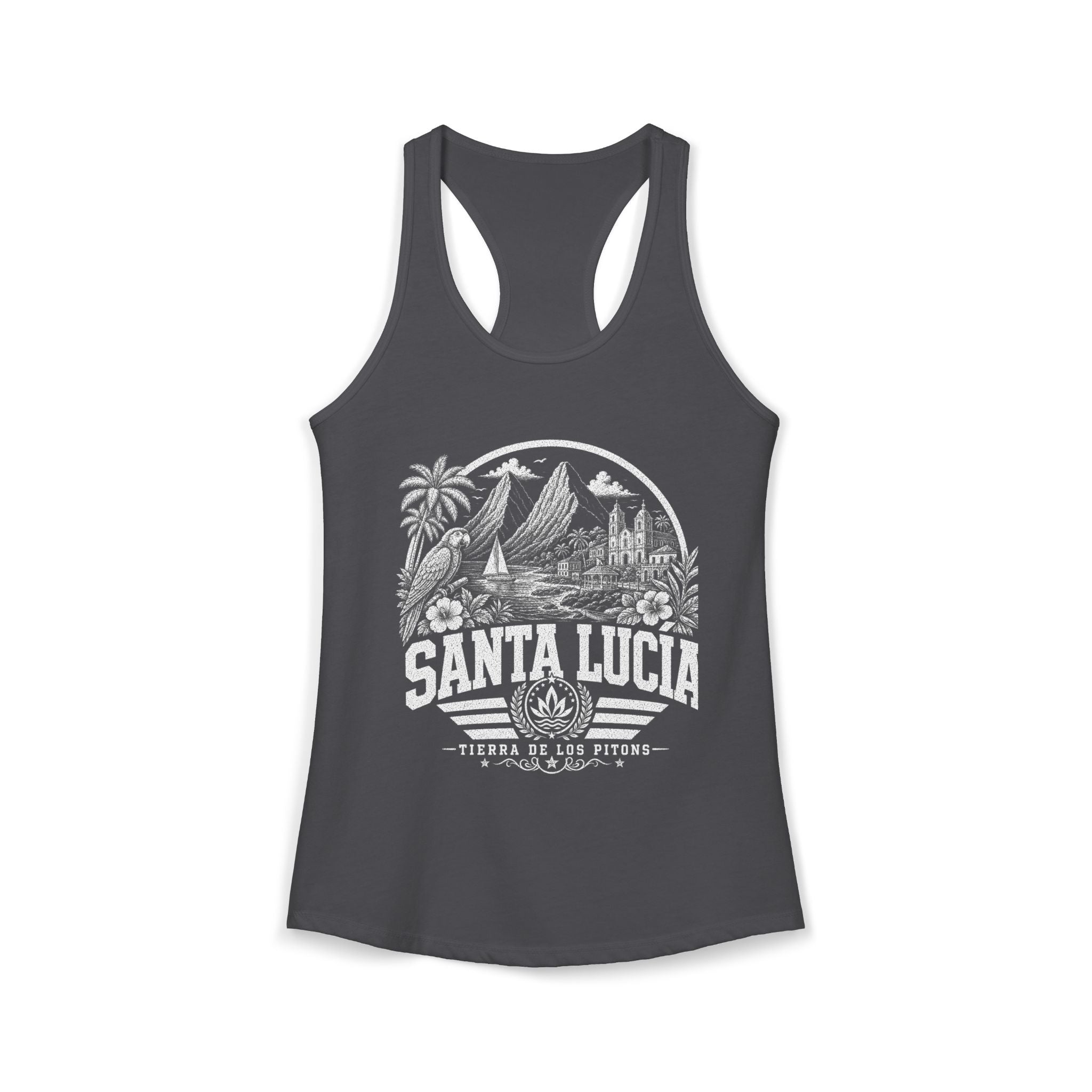 Santa Lucía vintage landmarks tank top — iconic landmark design | Nameshi Destinations (view 12)