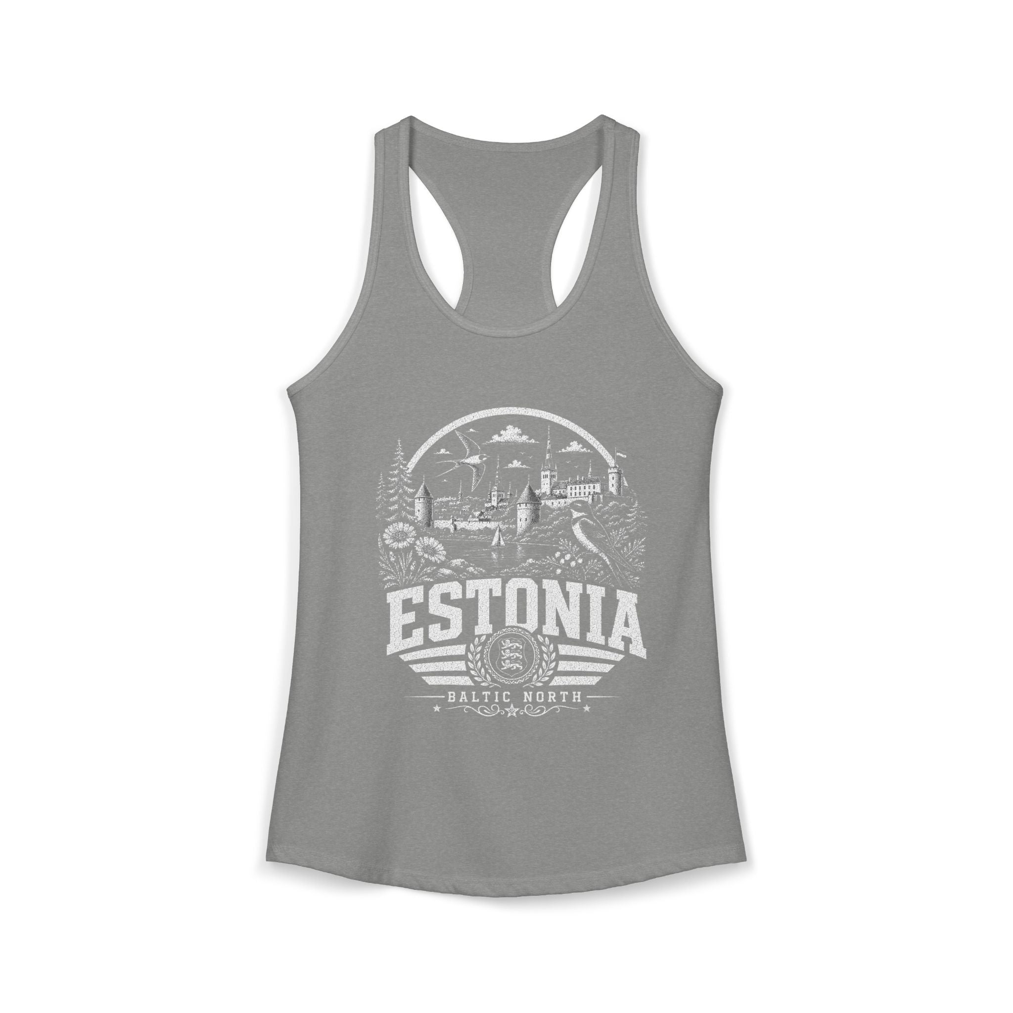 Estonia vintage landmarks tank top — iconic landmark design | Nameshi Destinations (view 3)