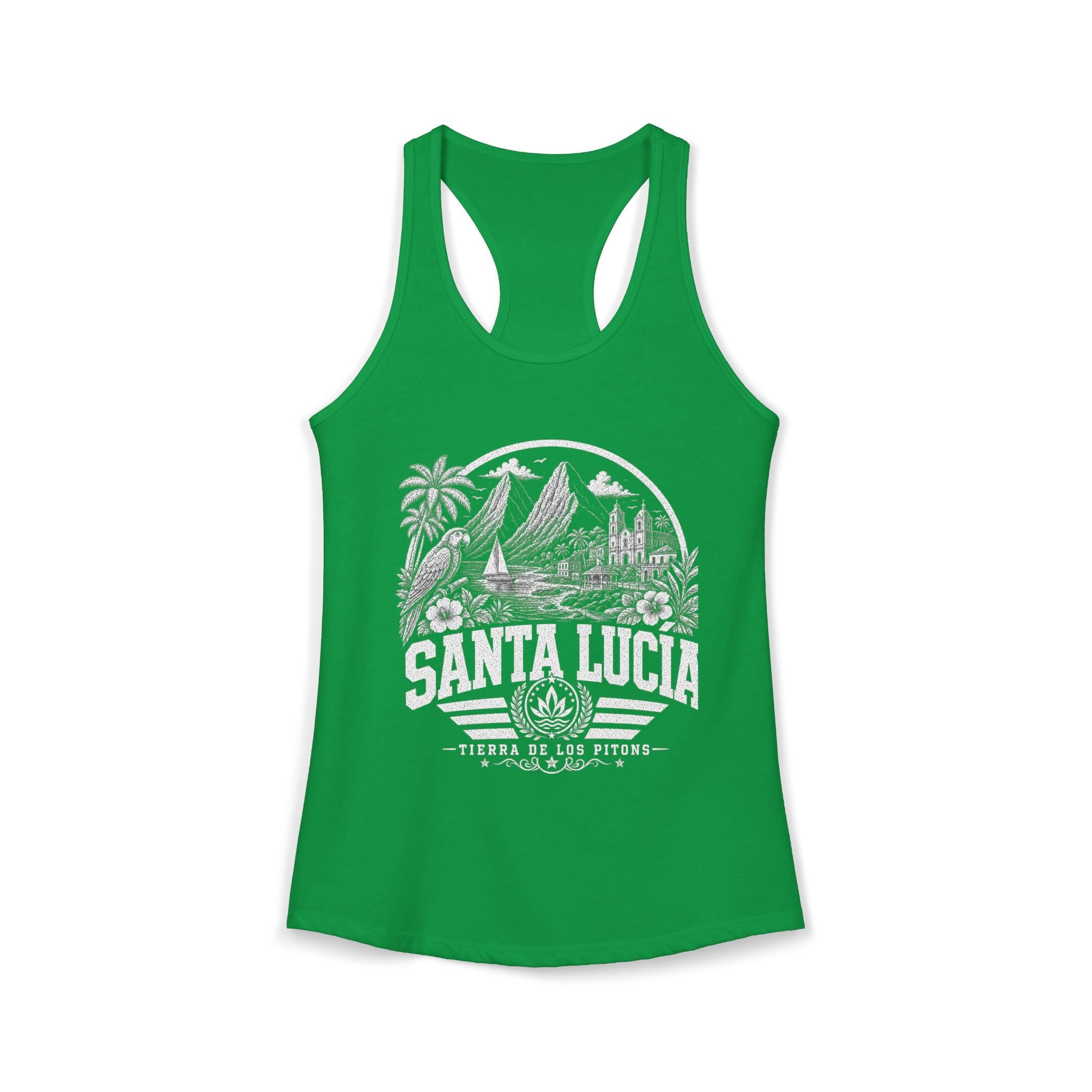 Santa Lucía vintage landmarks tank top — iconic landmark design | Nameshi Destinations (view 7)