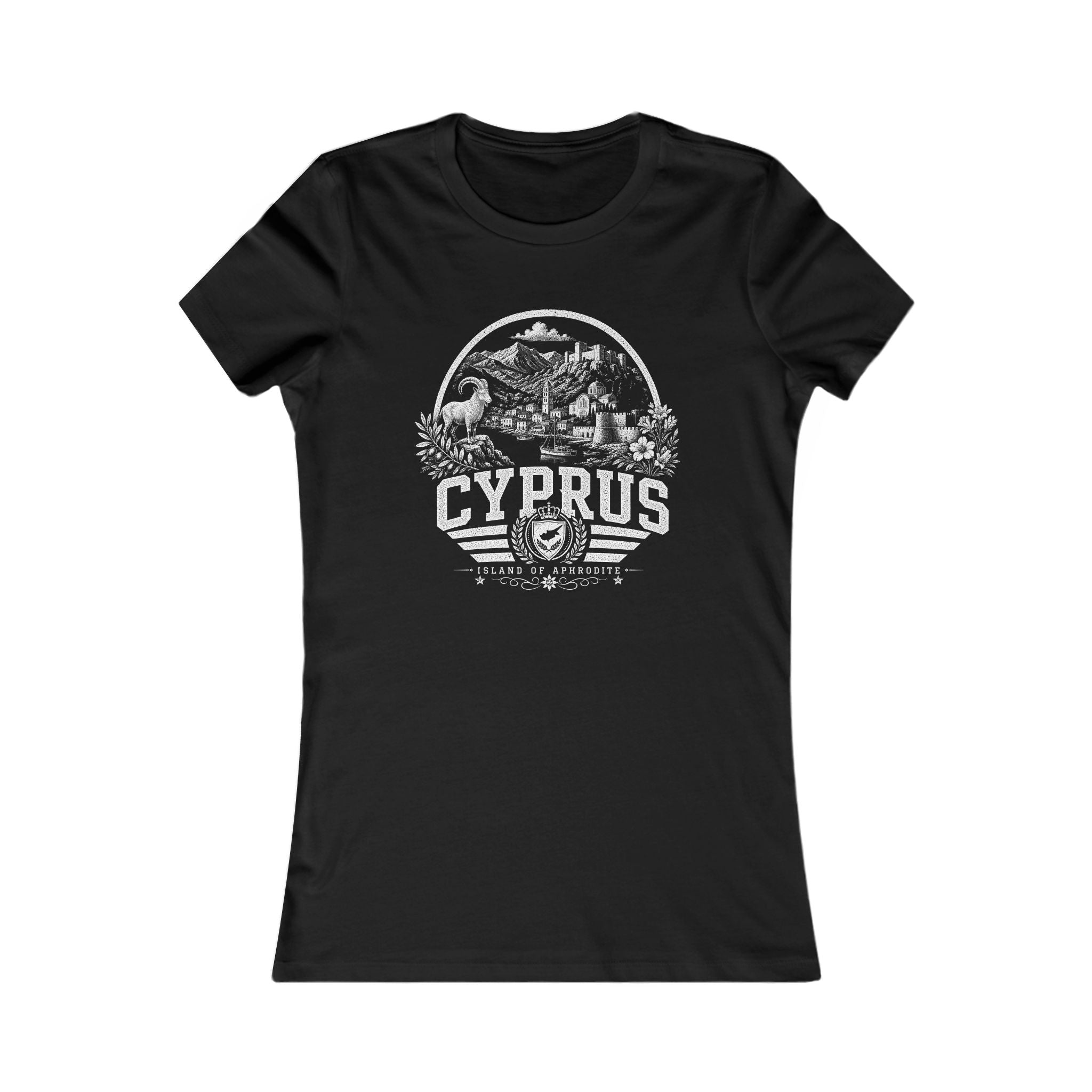 Cyprus vintage landmarks women's tee — iconic landmark design | Nameshi Destinations (view 1)