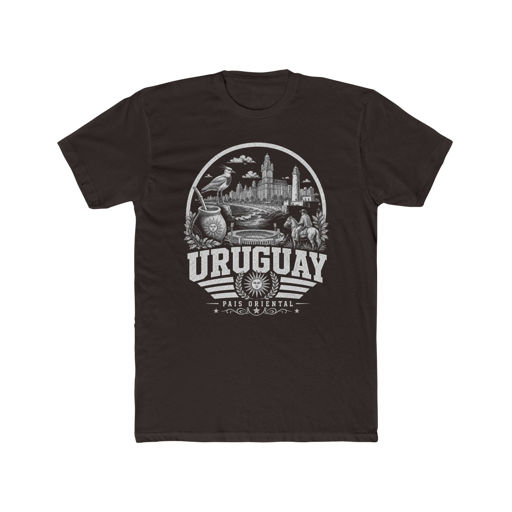 Uruguay vintage landmarks men's tee — iconic landmark design | Nameshi Destinations (view 1)