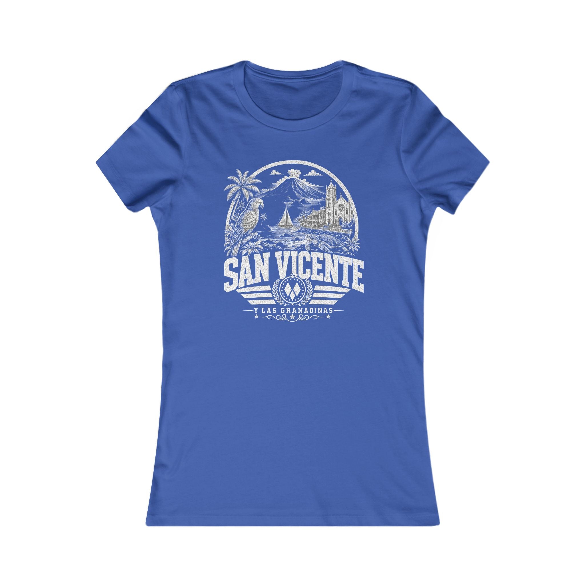 San Vicente vintage landmarks women's tee — iconic landmark design | Nameshi Destinations (view 3)