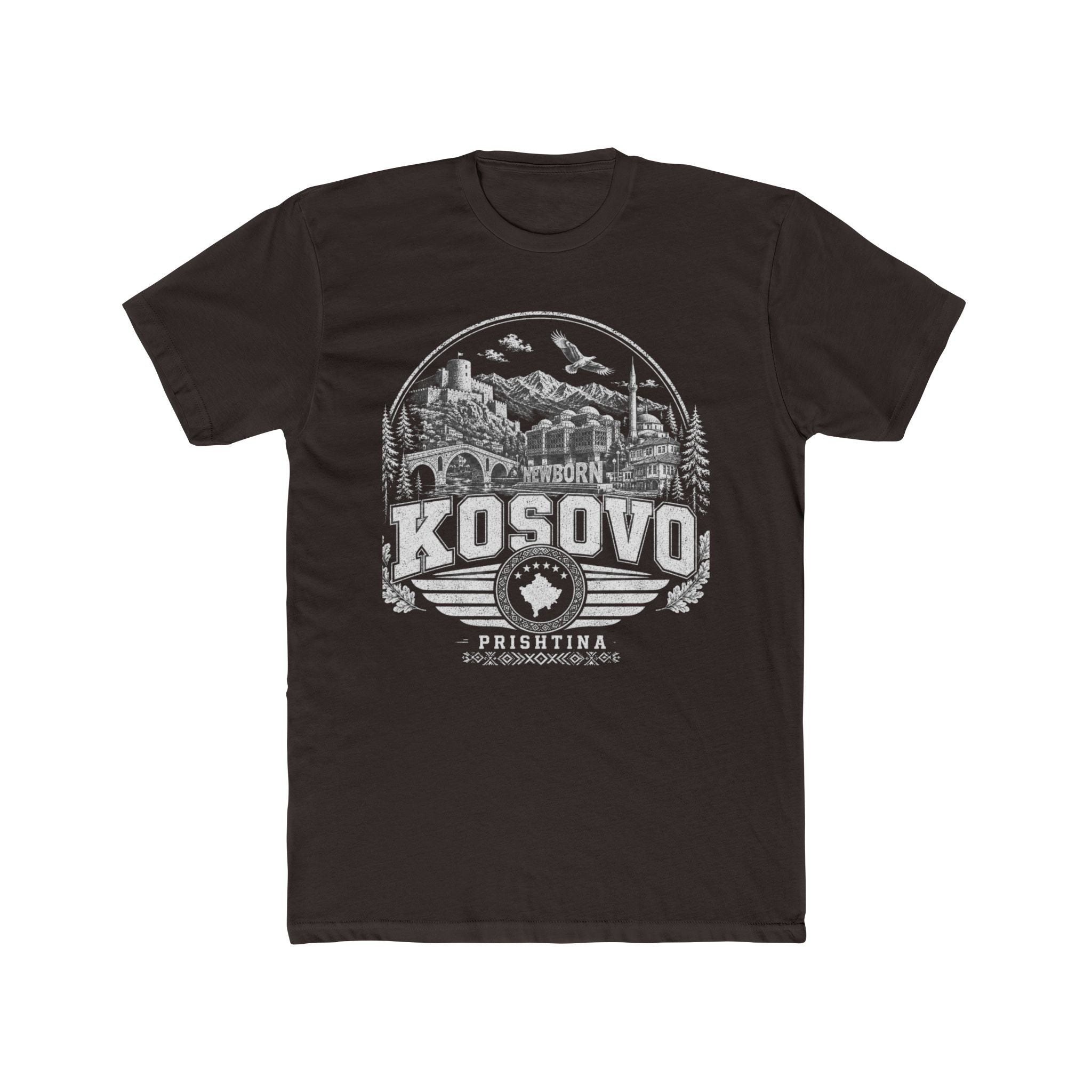 Kosovo vintage landmarks men's tee — iconic landmark design | Nameshi Destinations (view 1)