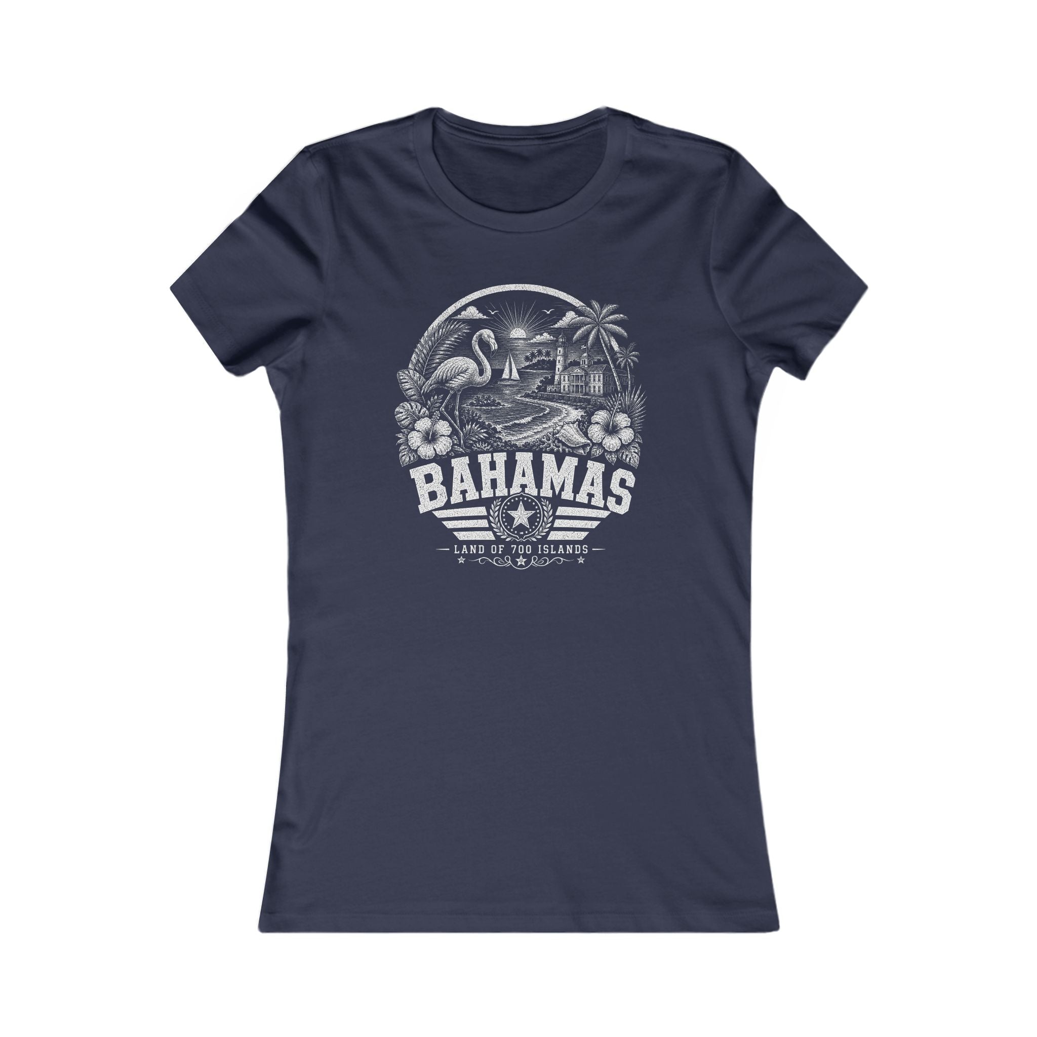 Bahamas vintage landmarks women's tee — iconic landmark design | Nameshi Destinations (view 5)