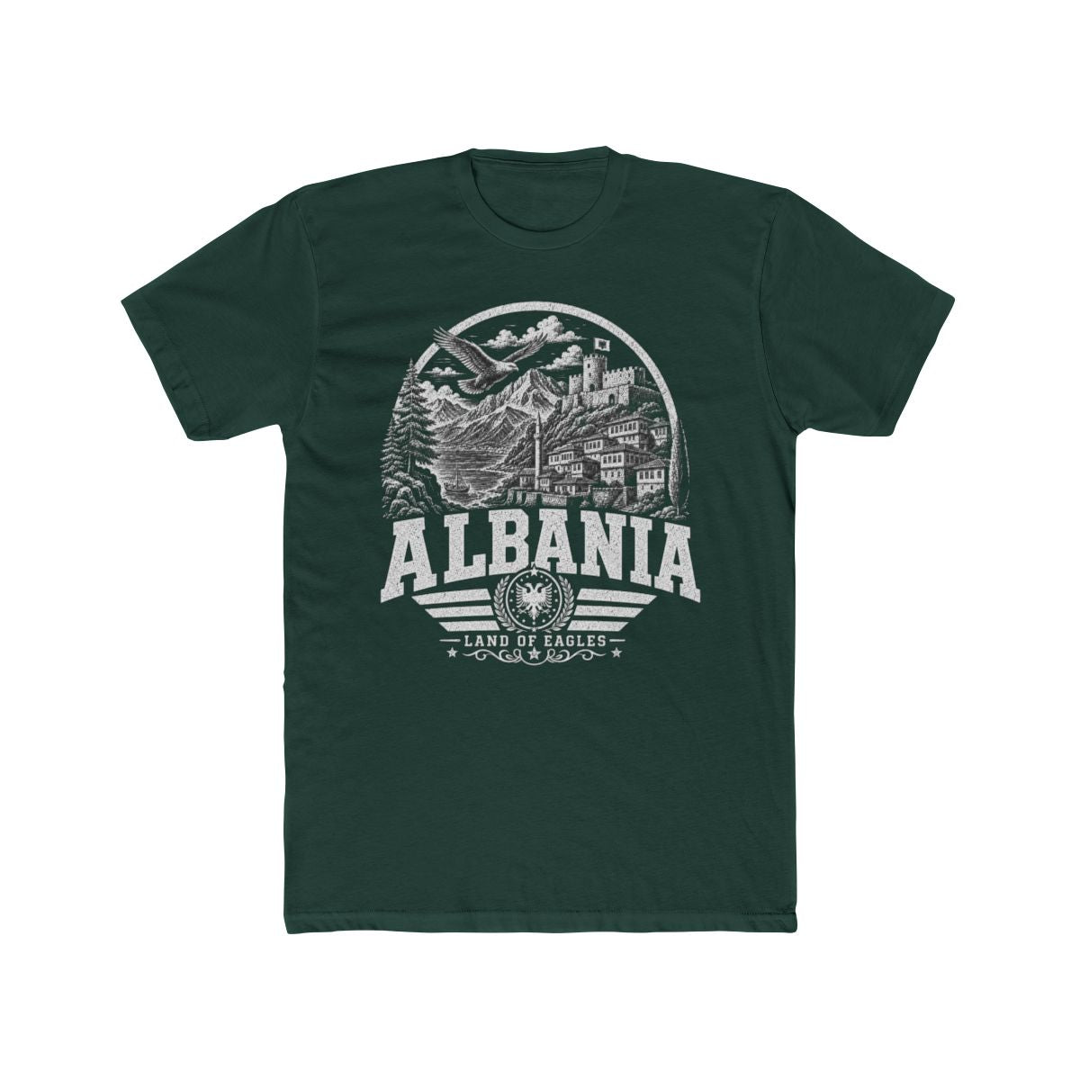 Albania Land of Eagles Men's Tee — Solid Forest Green