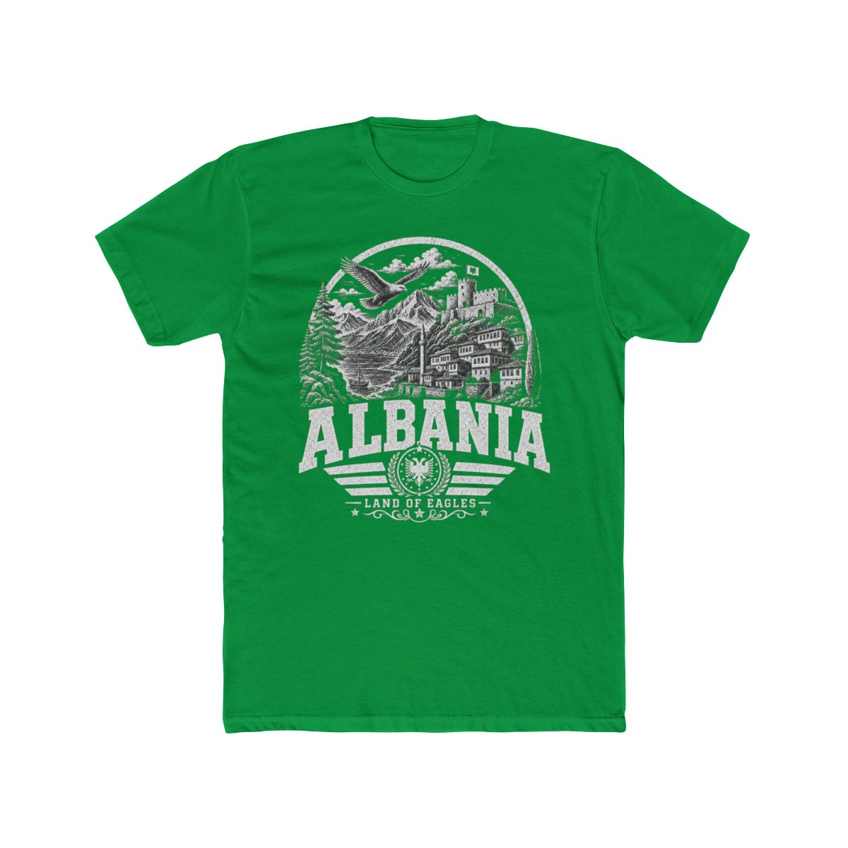 Albania Land of Eagles Men's Tee — Solid Kelly Green