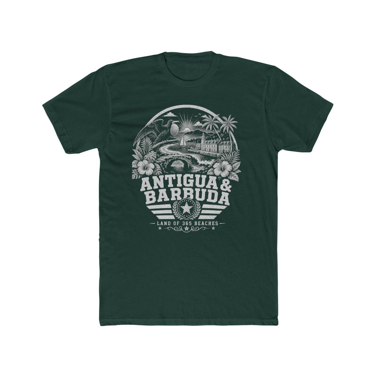Antigua y Barbuda vintage landmarks men's tee — iconic landmark design | Nameshi Destinations (view 7)