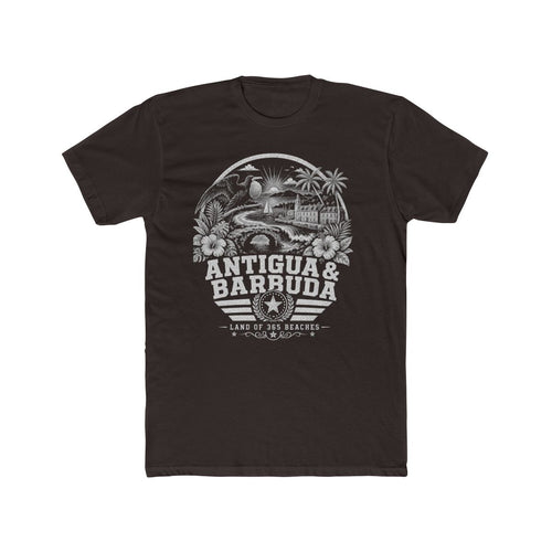 Antigua y Barbuda vintage landmarks men's tee — iconic landmark design | Nameshi Destinations (view 1)