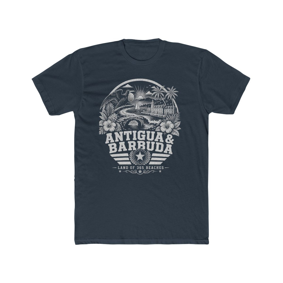 Antigua y Barbuda vintage landmarks men's tee — iconic landmark design | Nameshi Destinations (view 8)