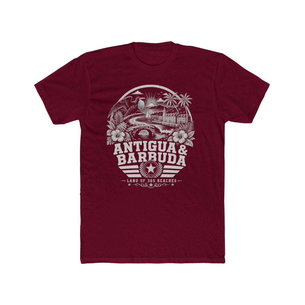 Antigua y Barbuda vintage landmarks men's tee — iconic landmark design | Nameshi Destinations (view 14)