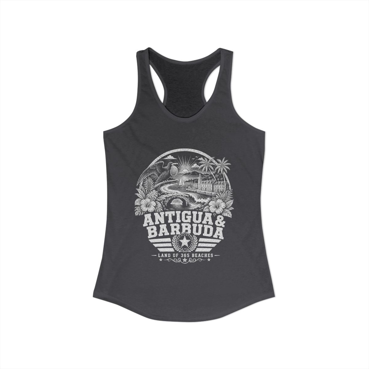 Antigua y Barbuda vintage landmarks tank top — iconic landmark design | Nameshi Destinations (view 12)