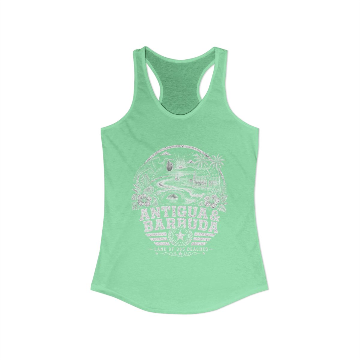 Antigua y Barbuda vintage landmarks tank top — iconic landmark design | Nameshi Destinations (view 6)