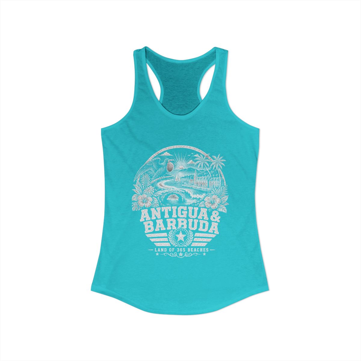 Antigua y Barbuda vintage landmarks tank top — iconic landmark design | Nameshi Destinations (view 8)