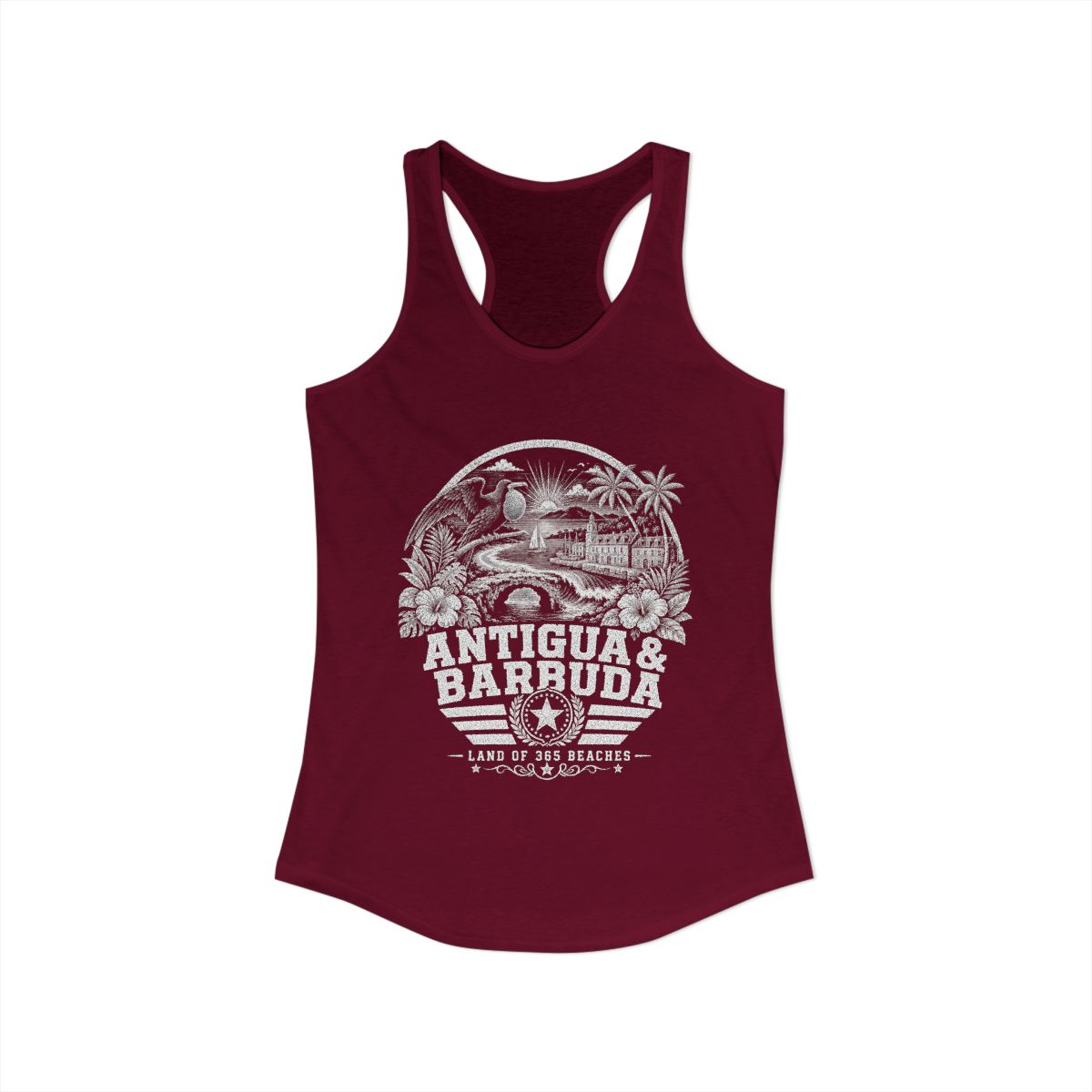 Antigua y Barbuda vintage landmarks tank top — iconic landmark design | Nameshi Destinations (view 15)