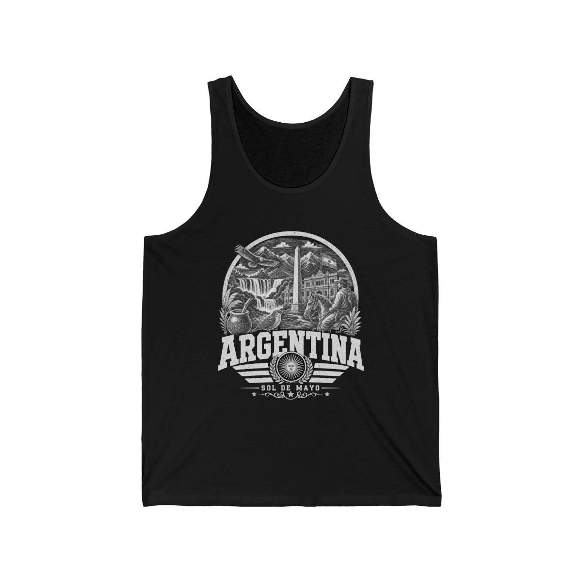 Argentina vintage landmarks men's tee — iconic landmark design | Nameshi Destinations (view 1)