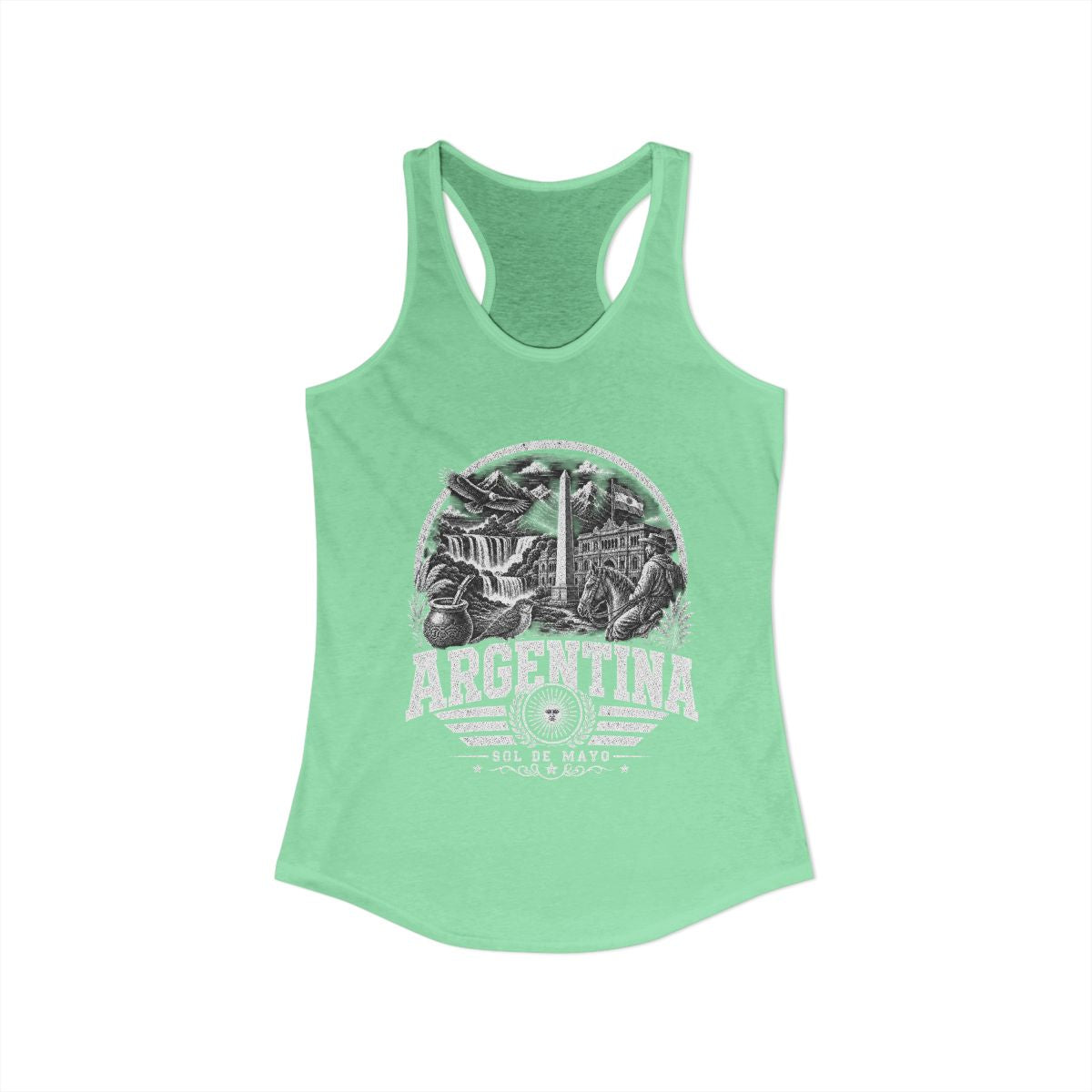 Argentina vintage landmarks tank top — iconic landmark design | Nameshi Destinations (view 6)