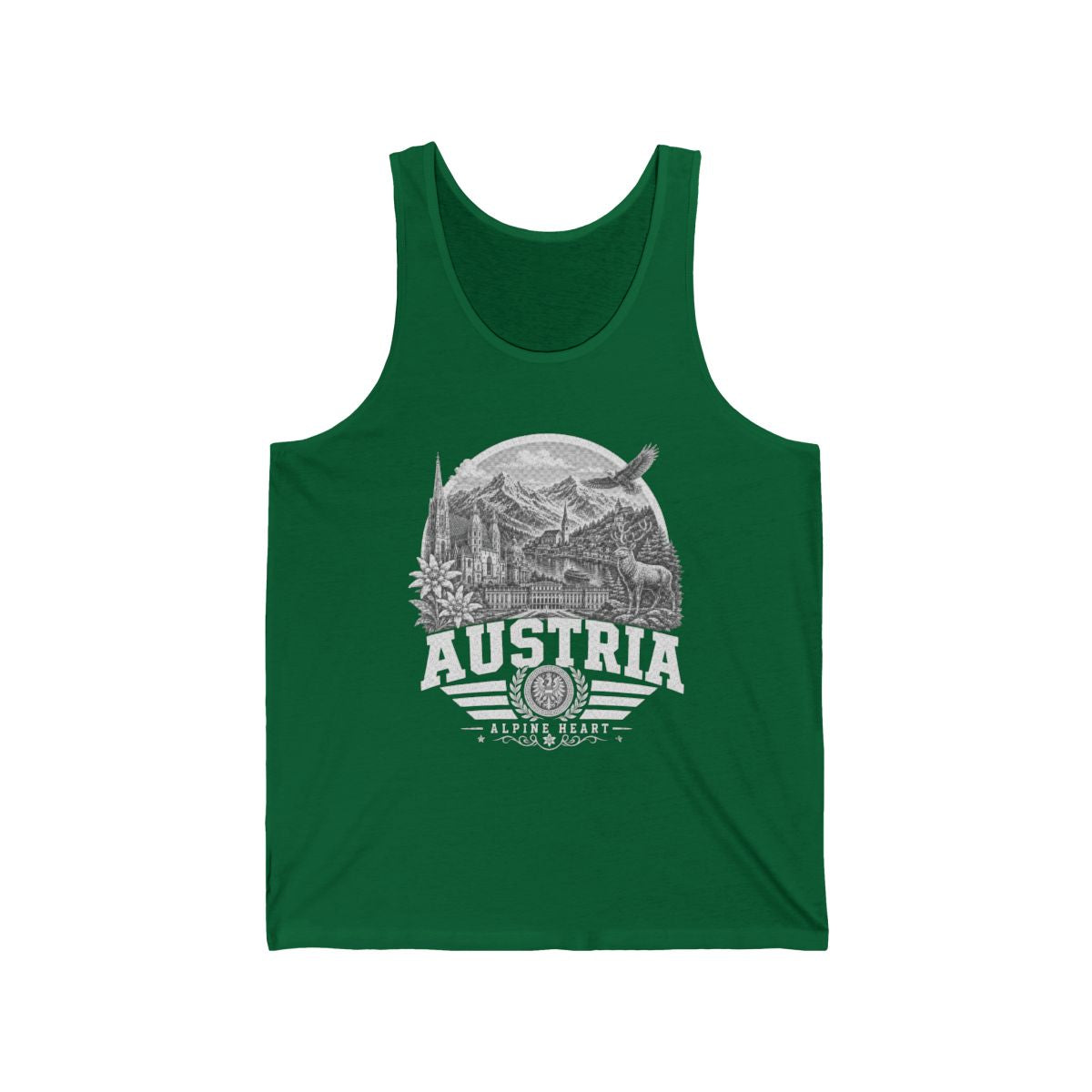 Austria vintage landmarks men's tee — iconic landmark design | Nameshi Destinations (view 4)