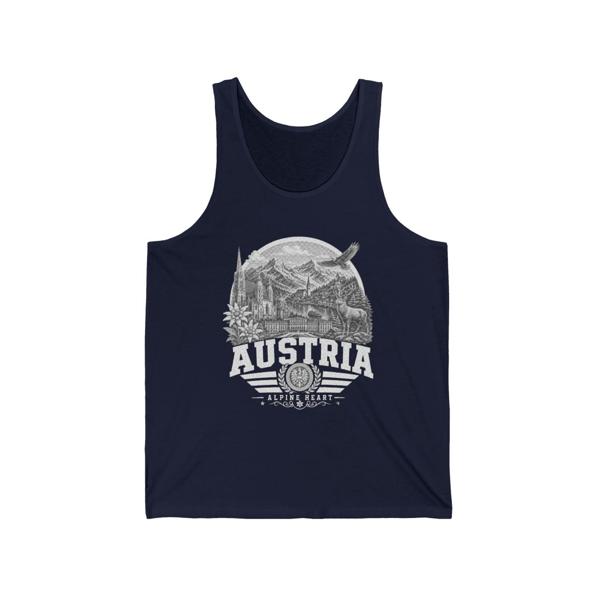 Austria vintage landmarks men's tee — iconic landmark design | Nameshi Destinations (view 7)