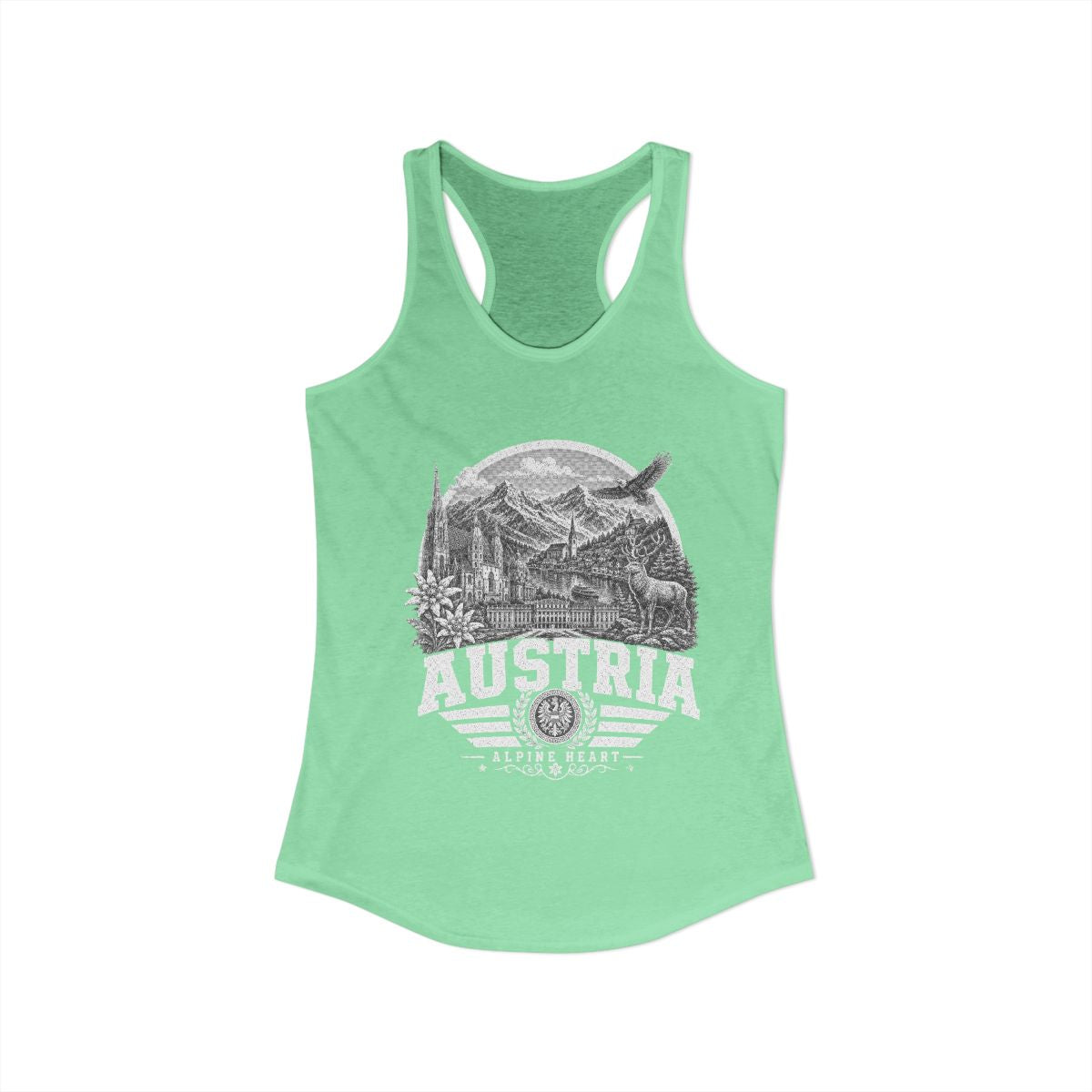 Austria vintage landmarks tank top — iconic landmark design | Nameshi Destinations (view 6)