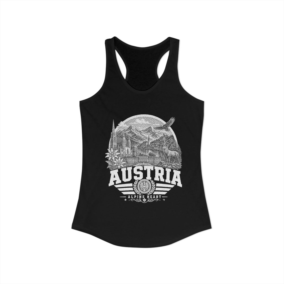 Austria vintage landmarks tank top — iconic landmark design | Nameshi Destinations (view 1)