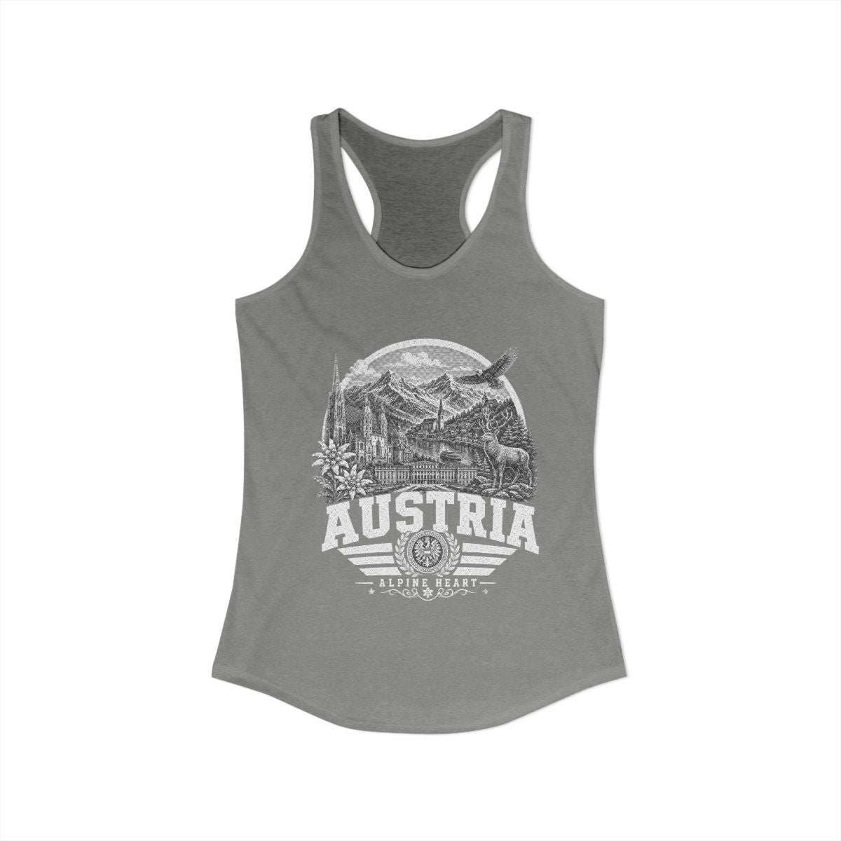 Austria vintage landmarks tank top — iconic landmark design | Nameshi Destinations (view 3)