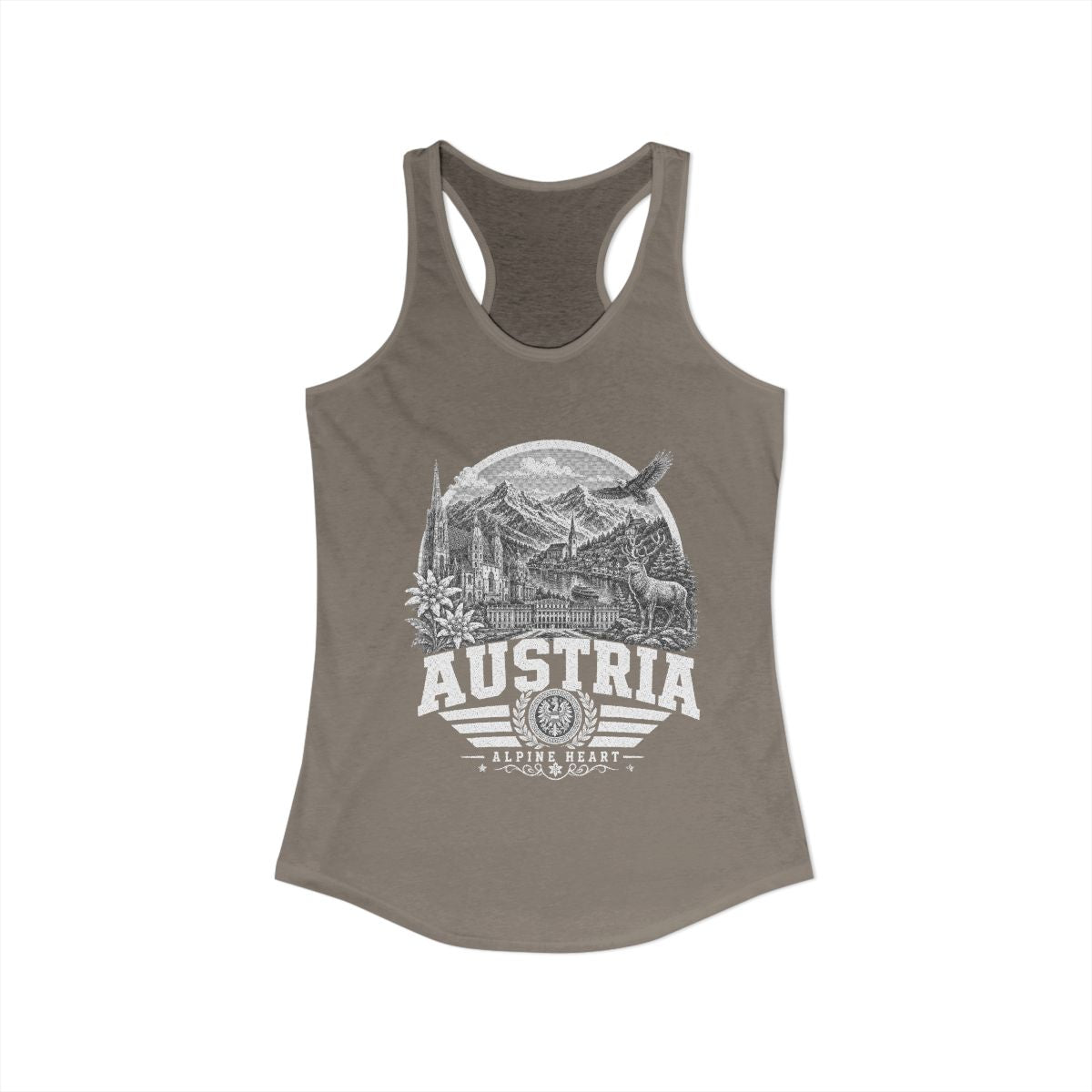 Austria vintage landmarks tank top — iconic landmark design | Nameshi Destinations (view 4)