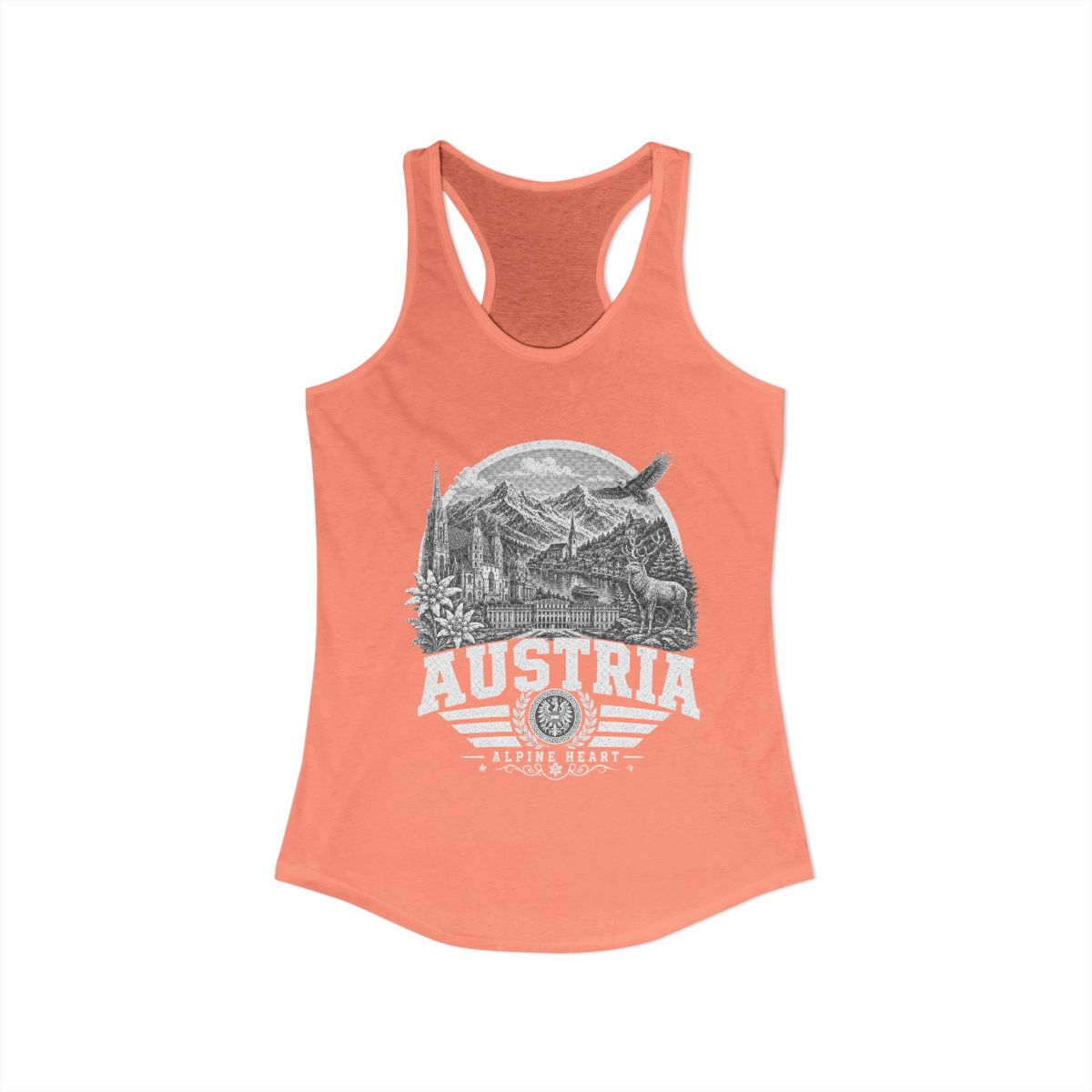 Austria vintage landmarks tank top — iconic landmark design | Nameshi Destinations (view 2)