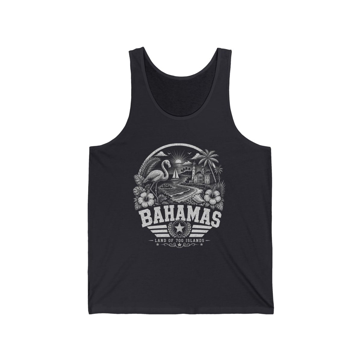 Bahamas vintage landmarks men's tee — iconic landmark design | Nameshi Destinations (view 2)