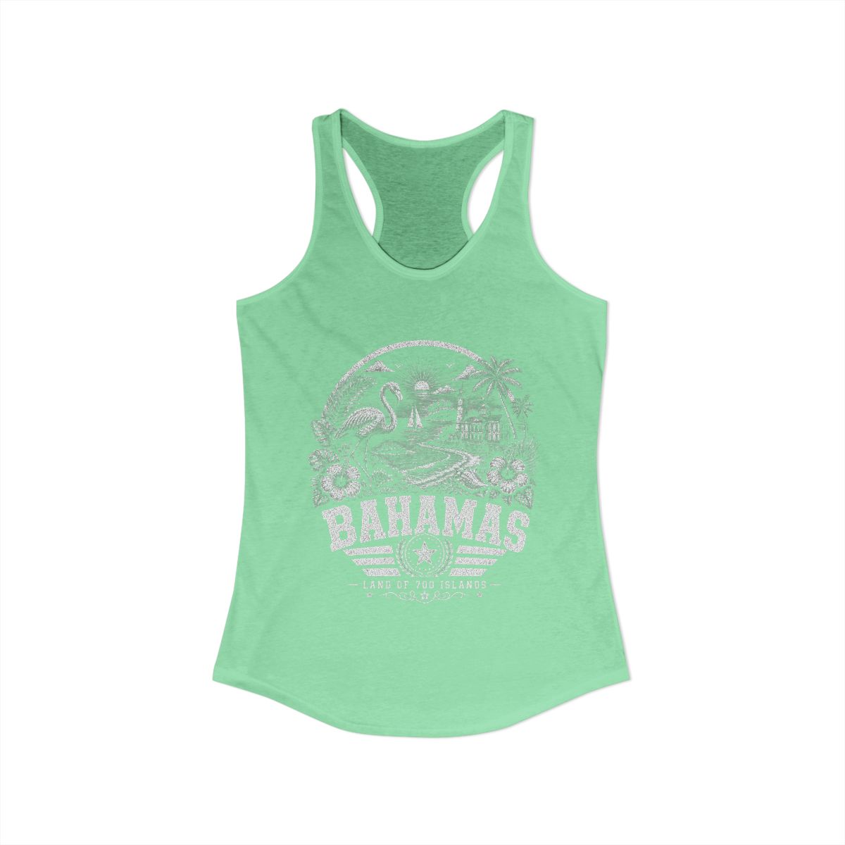Bahamas vintage landmarks tank top — iconic landmark design | Nameshi Destinations (view 6)