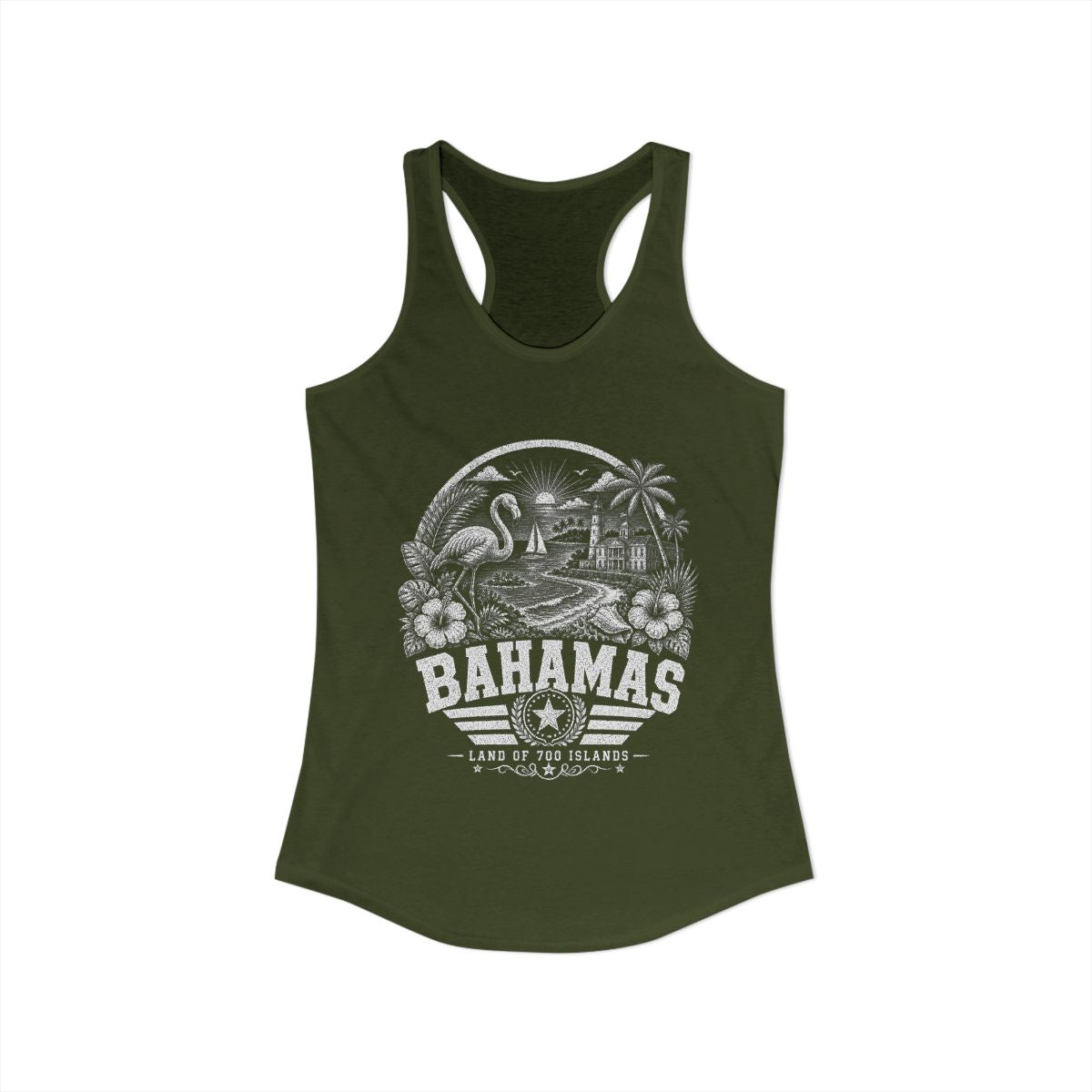 Bahamas Women's Tank Top — Solid Military Green (front)