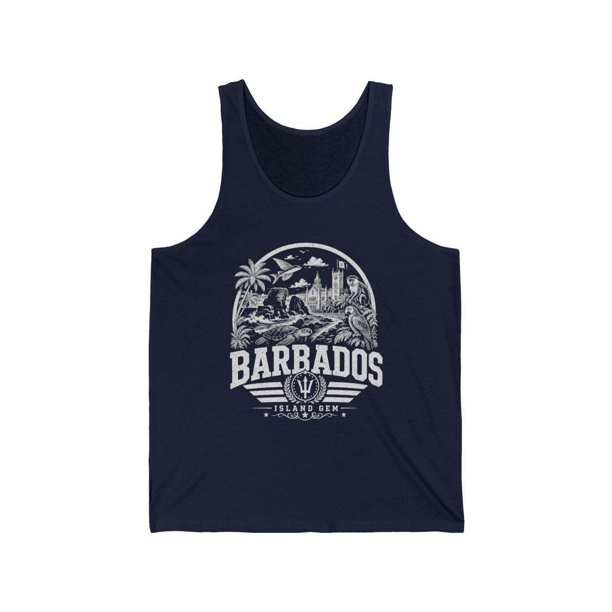 Barbados vintage landmarks men's tee — iconic landmark design | Nameshi Destinations (view 7)