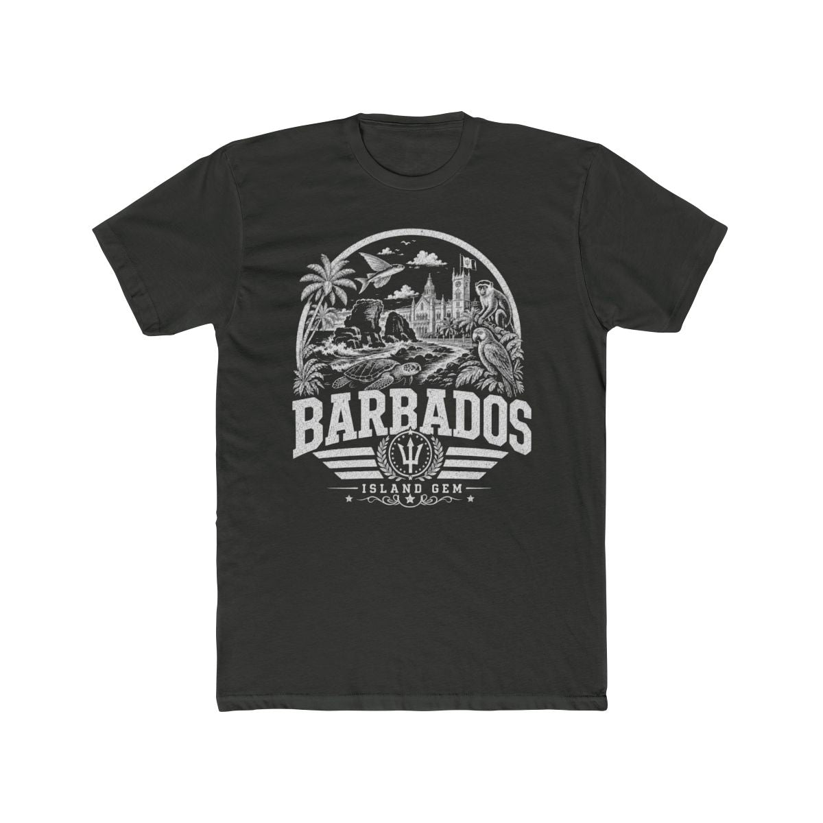 Barbados vintage landmarks men's tee — iconic landmark design | Nameshi Destinations (view 5)
