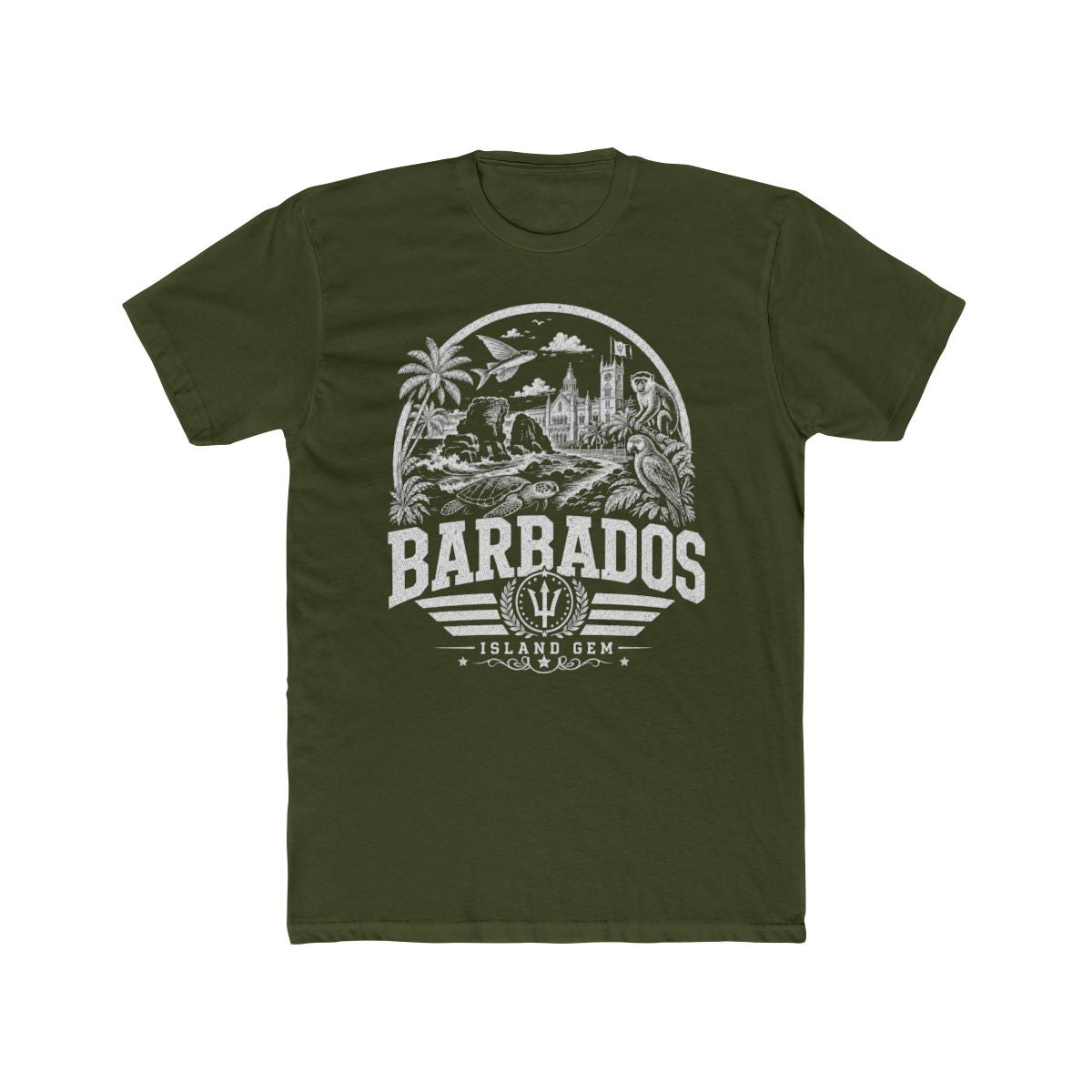Barbados vintage landmarks men's tee — iconic landmark design | Nameshi Destinations (view 4)