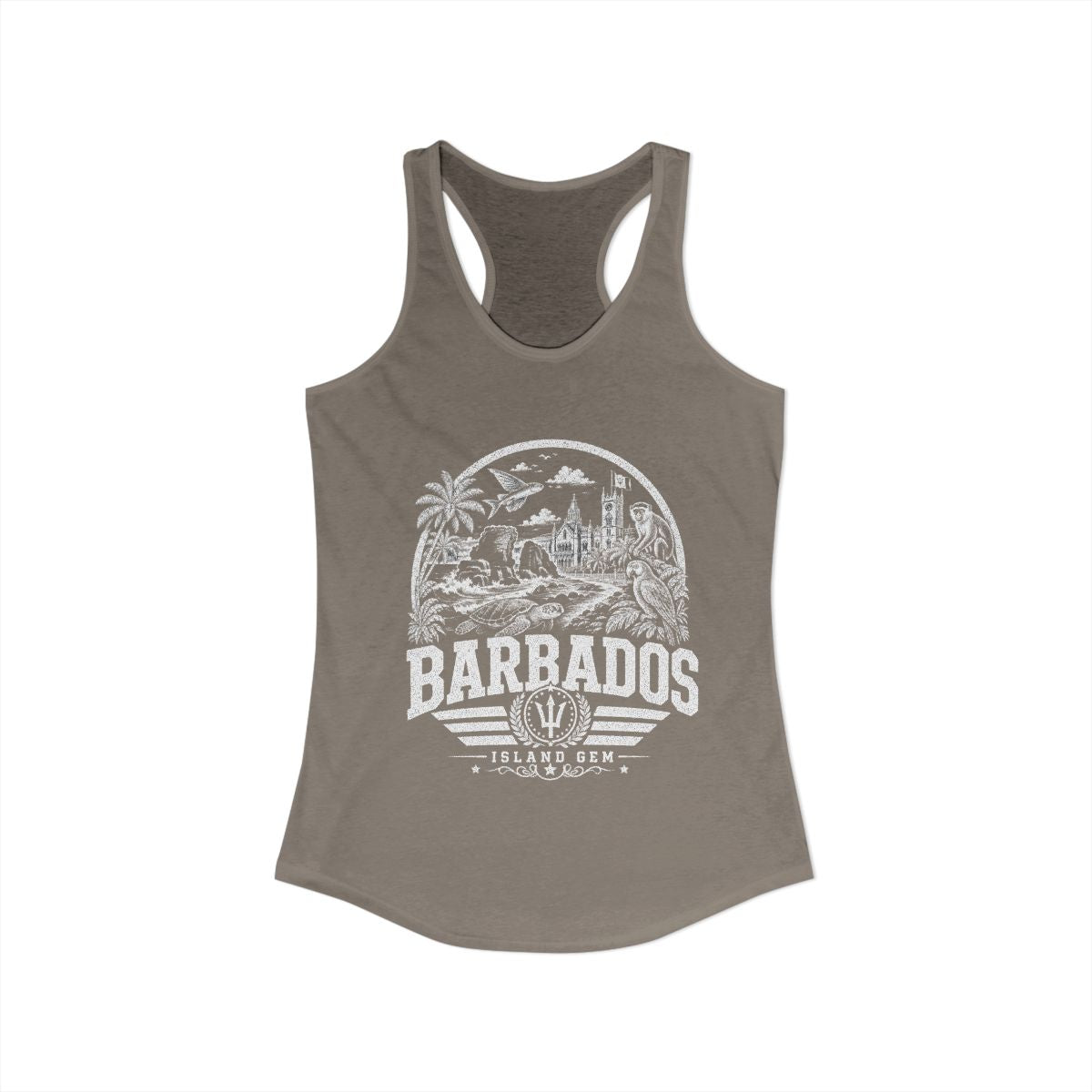 Barbados vintage landmarks tank top — iconic landmark design | Nameshi Destinations (view 4)