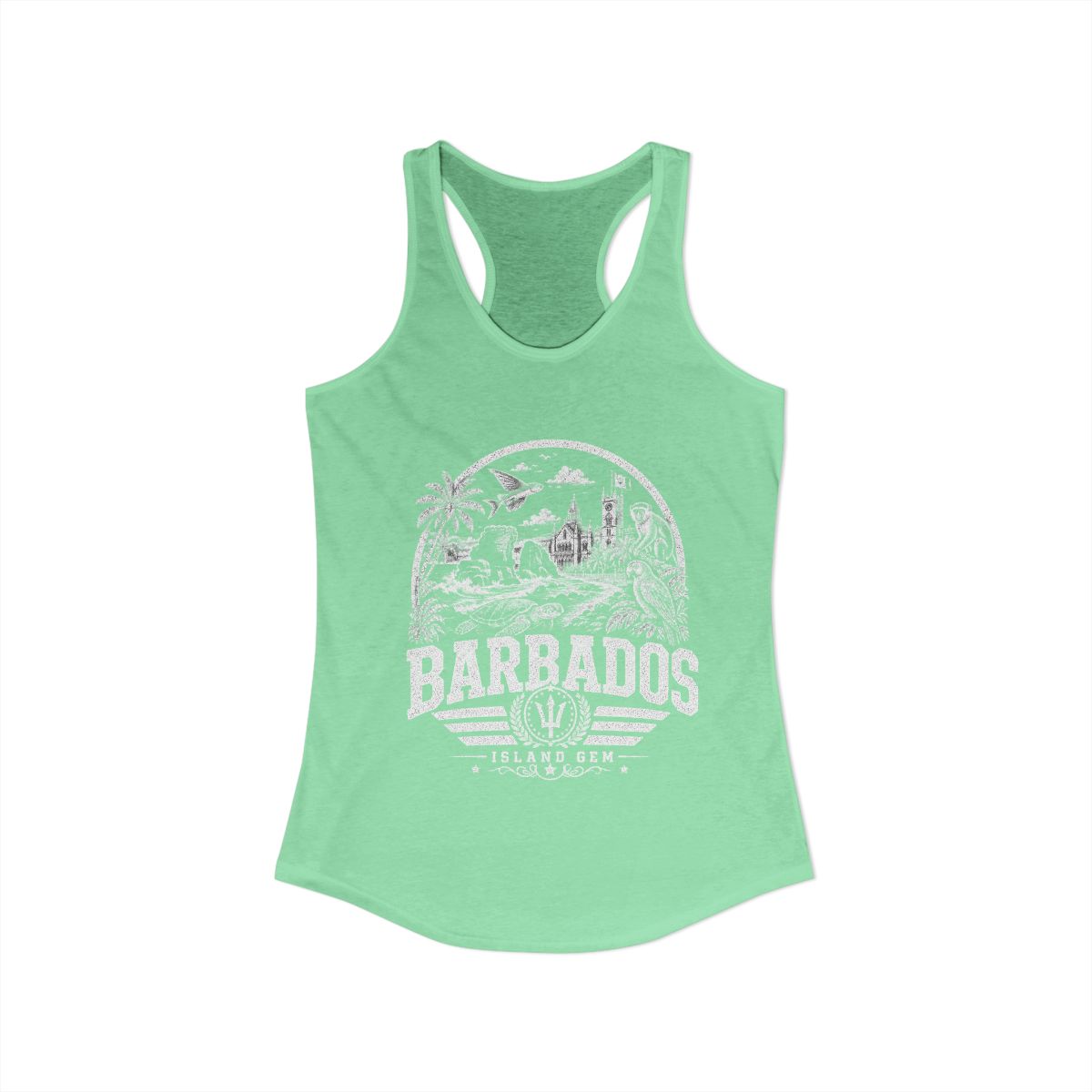 Barbados vintage landmarks tank top — iconic landmark design | Nameshi Destinations (view 6)