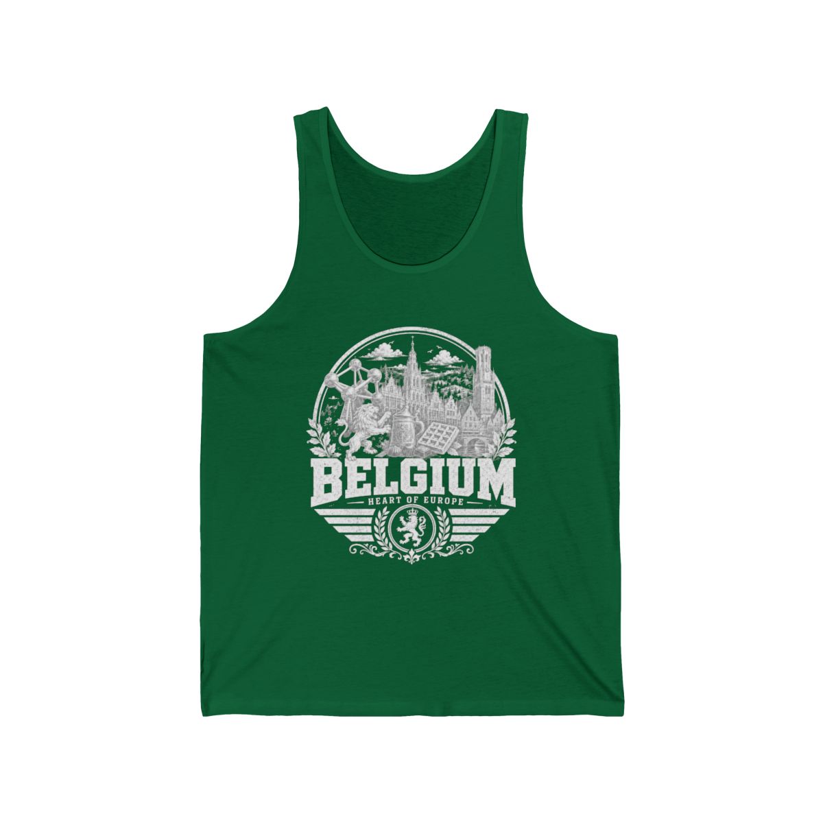 Belgium vintage landmarks men's tee — iconic landmark design | Nameshi Destinations (view 4)