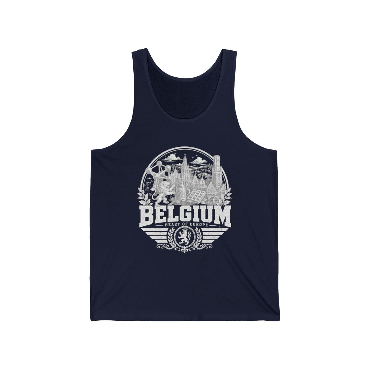 Belgium vintage landmarks men's tee — iconic landmark design | Nameshi Destinations (view 7)