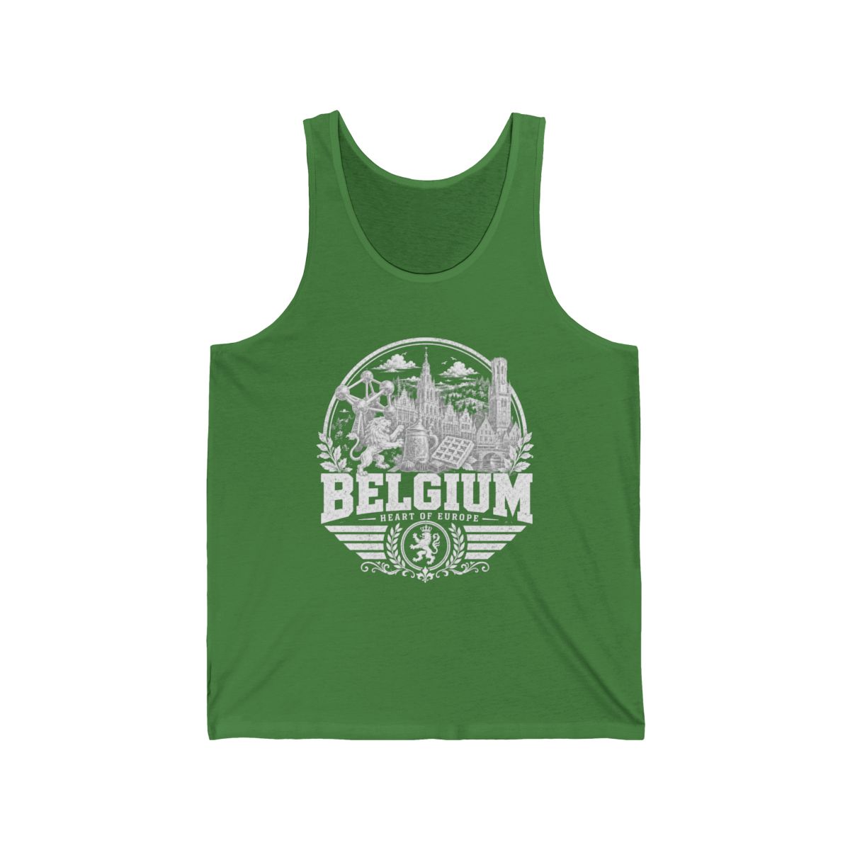Belgium vintage landmarks men's tee — iconic landmark design | Nameshi Destinations (view 3)